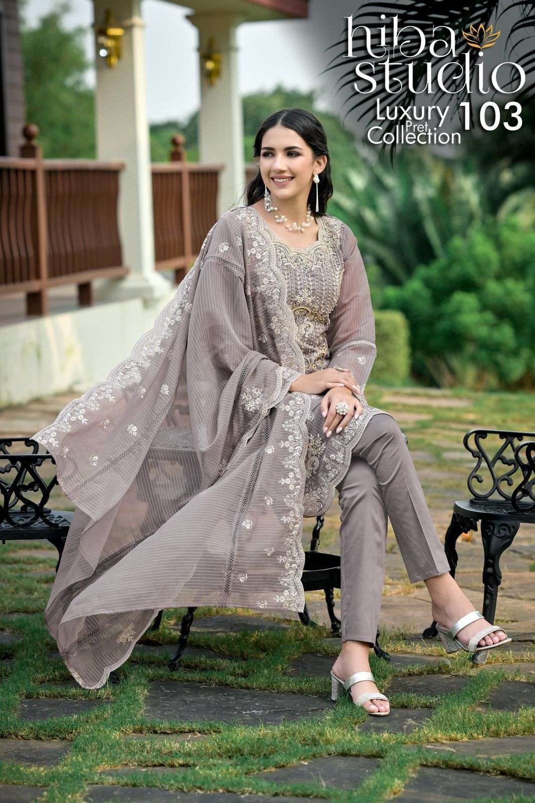 HIBA 103 ORGANZA HANDWORK PARTY WEAR SUIT RESELLER PRICE