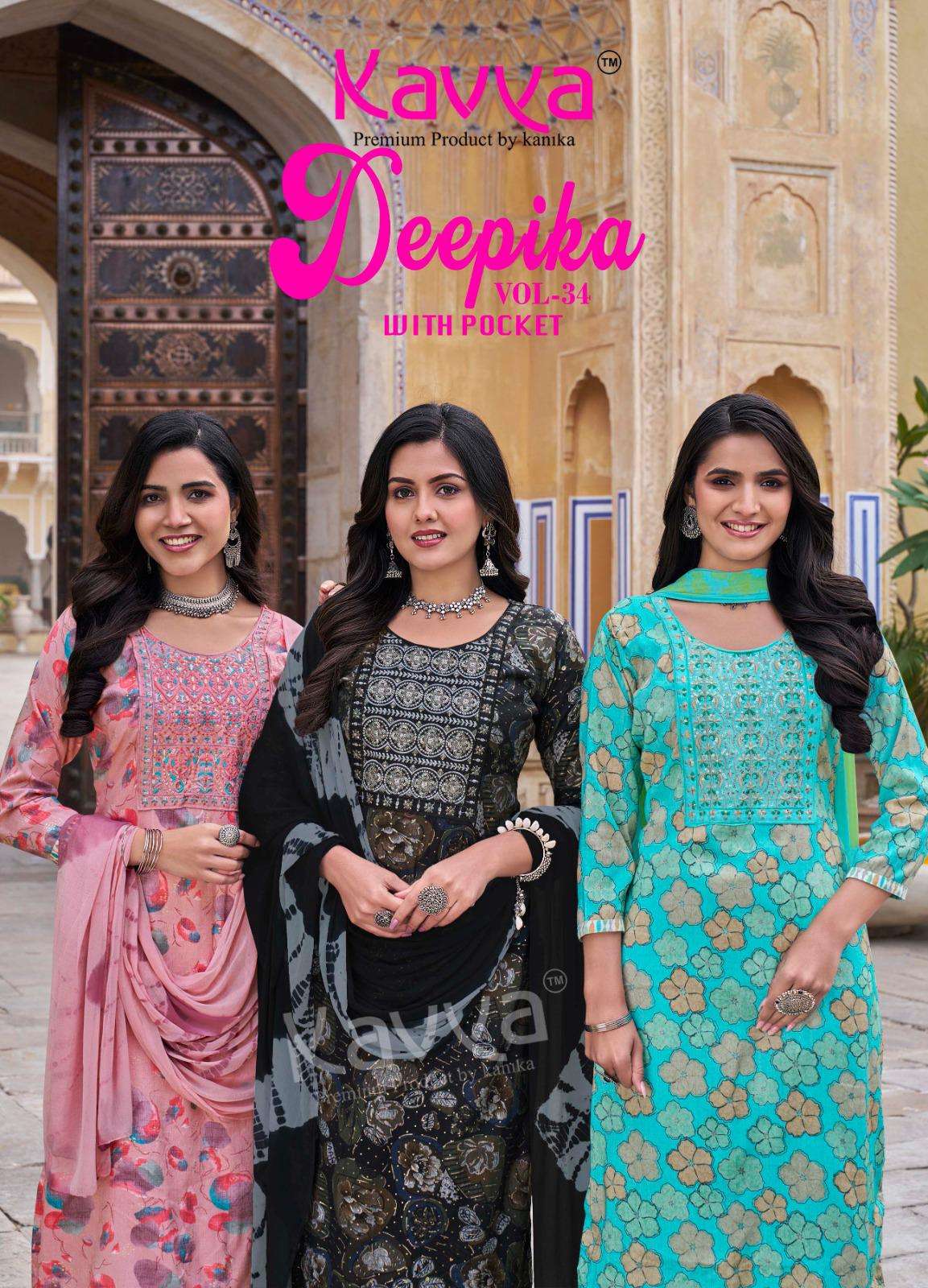 KAVYA DEEPIKA VOL 34 CAPSULE DESIGNER WOMEN SUIT RESELLER PR...