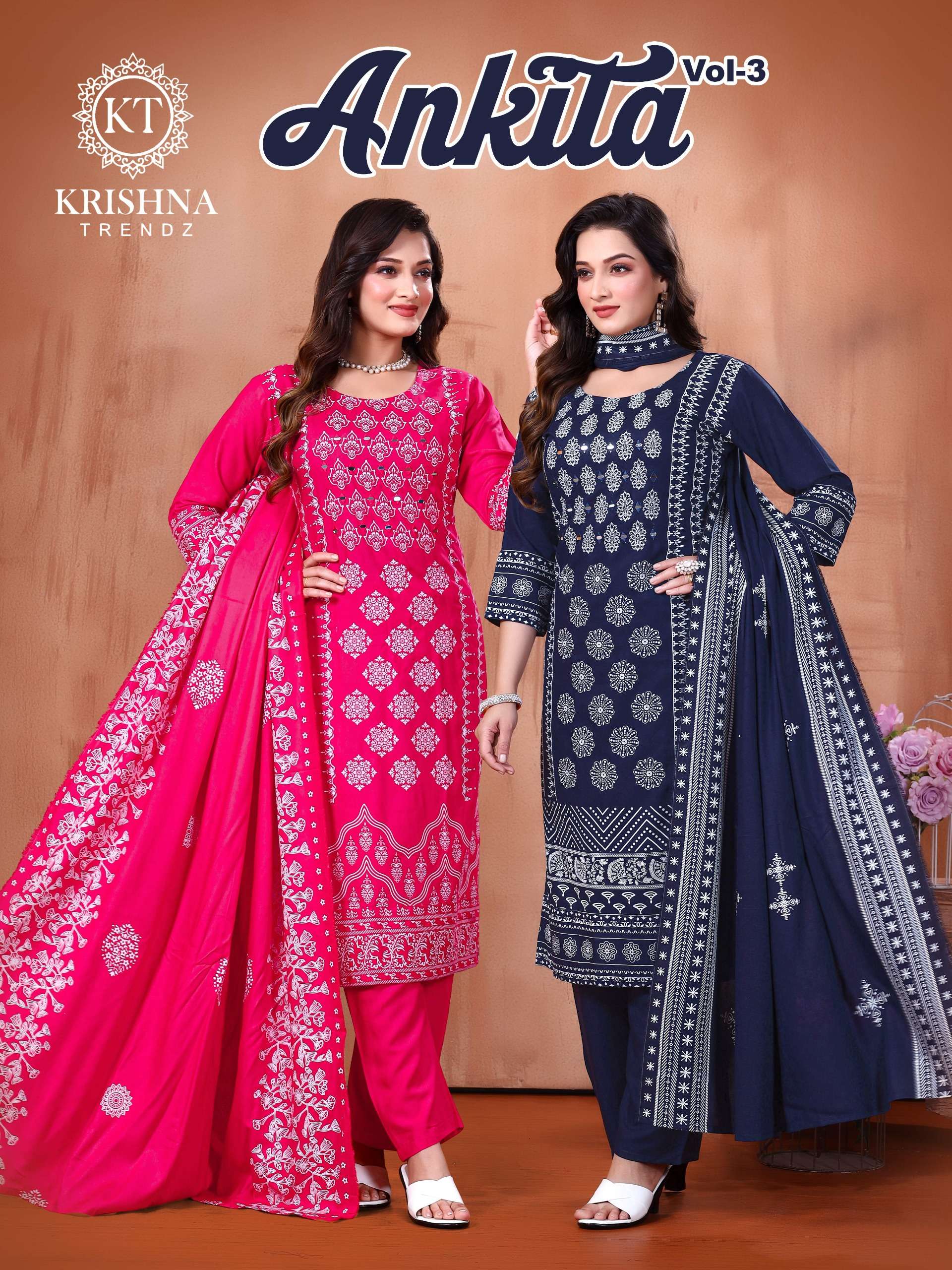 KRISHNA TRENDS ANKITA VOL 3 RAYON FOIL DESIGN TRADITIONAL LO...