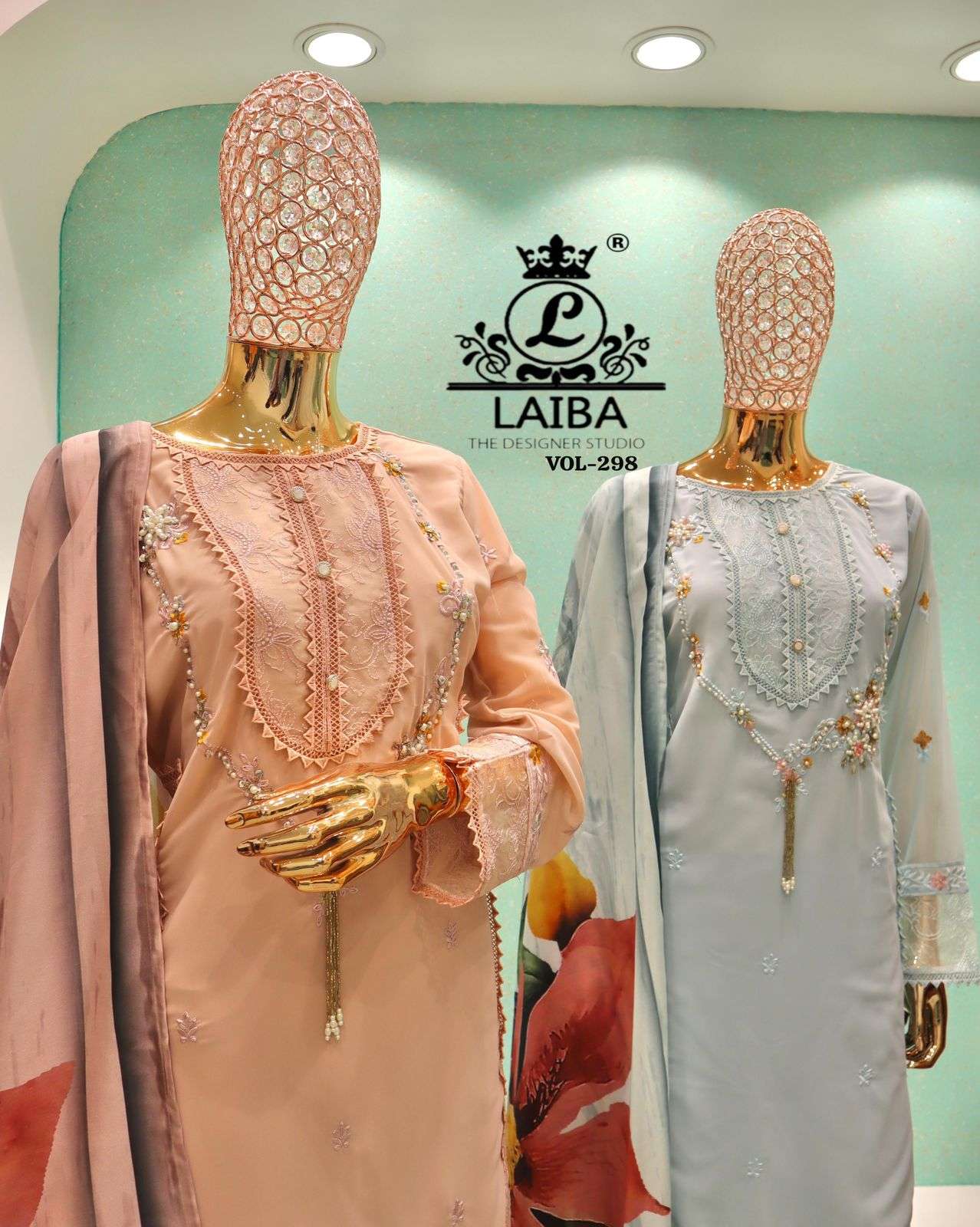 LAIBA 298 GEORGETTE HANDWORK PAKISTANI BOLLYWOOD SUIT DEALER...