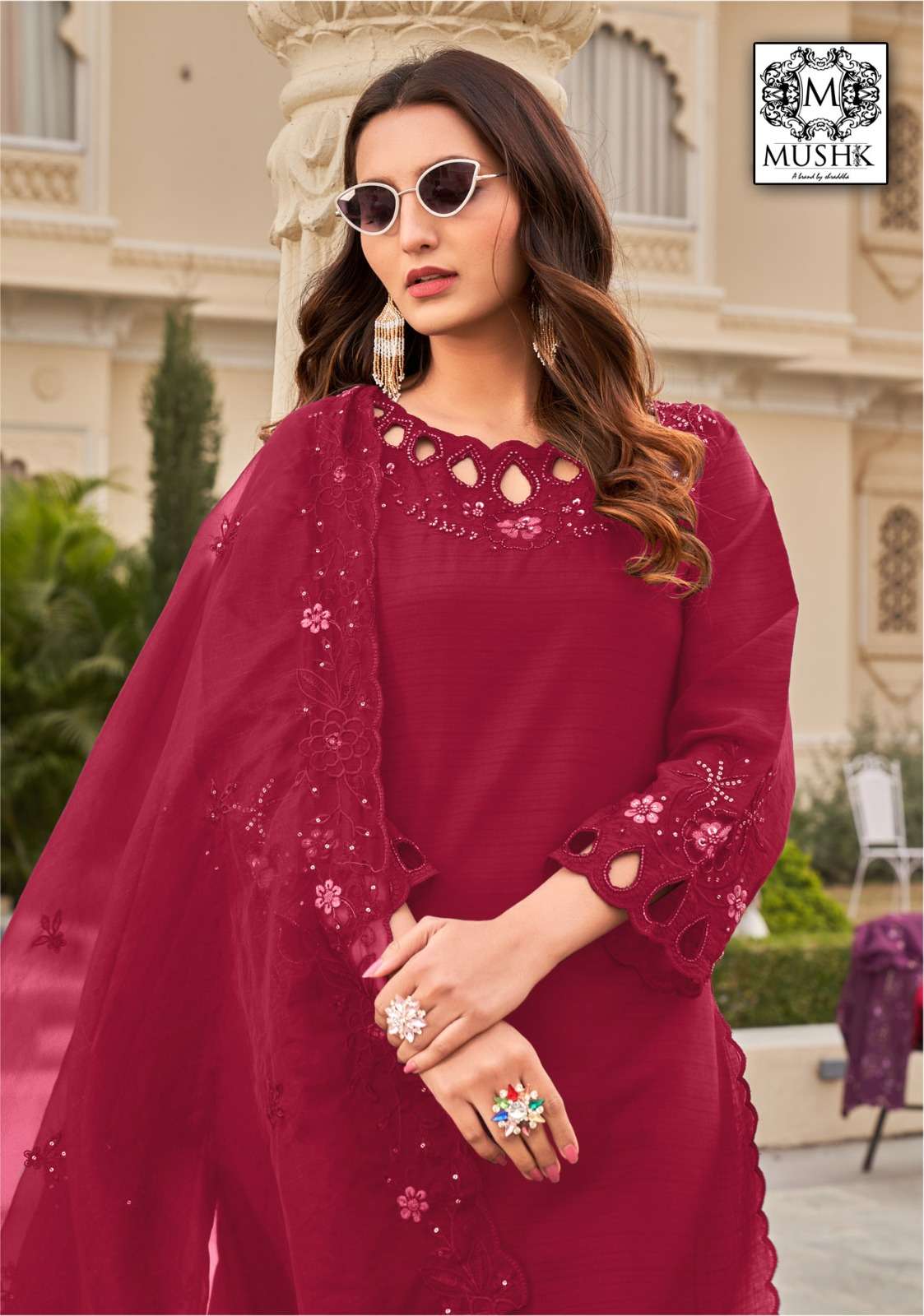 MUSHK MR1007 ROMAN SILK WORK PAKISTANI LADIES SUIT WHOLESALE...