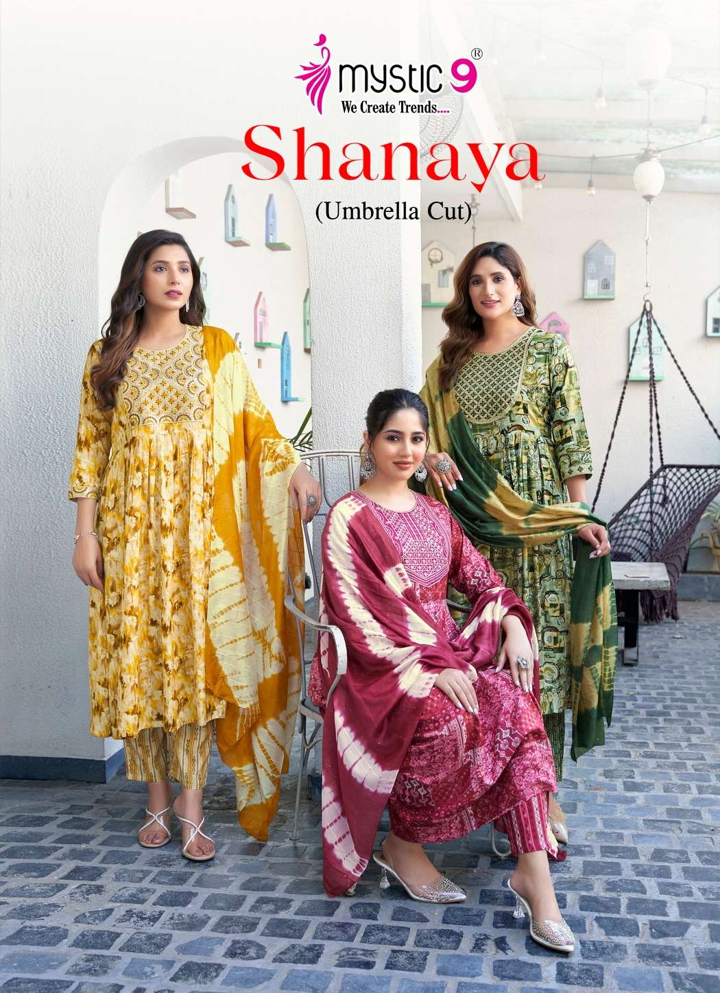 MYSTIC 9 SHANAYA VOL 7 RAYON EMBROIDERY PARTY WEAR 3PIC SUIT...