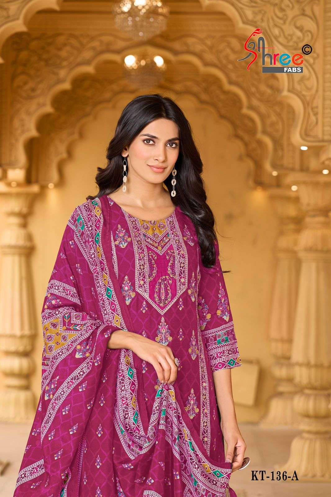 SHREE FABS KT 136 SILK DESIGNER PAKISTANI FASHION SUIT MATER...