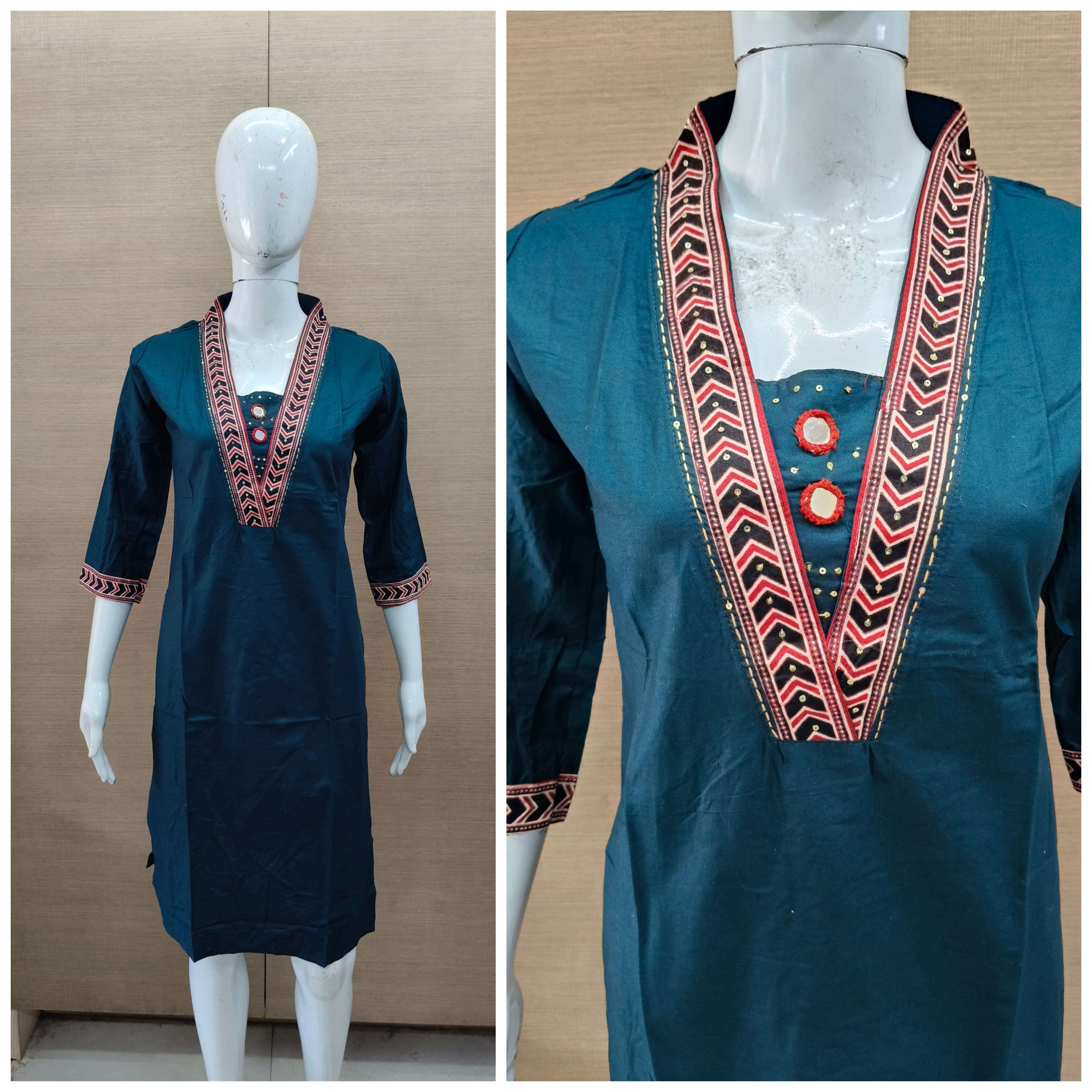 TS CAMBRIC GAMTHI V NECK DAILY WEAR KURTI SUPPLIER SURAT