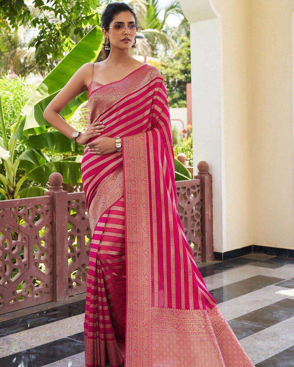 232 SOFT LICHI RISH PALLU & JACQUARD WORK SAREE PARTY WEAR R...