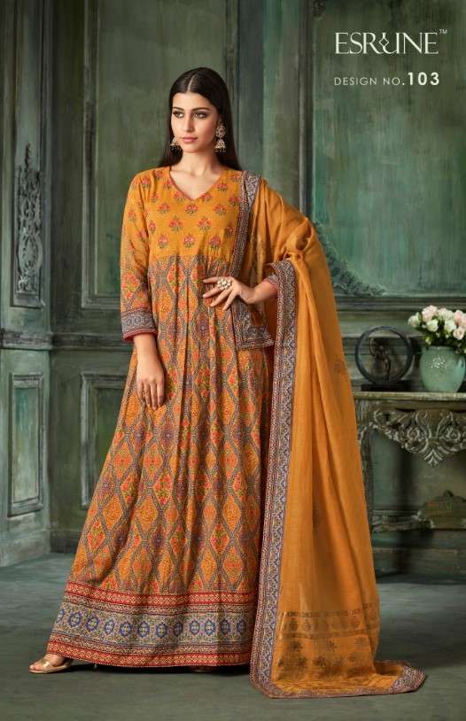 ESRUNE ELIZA MASLIN GOWN TYPE KURTI 3 PCS WEDDING SEASON DRE...