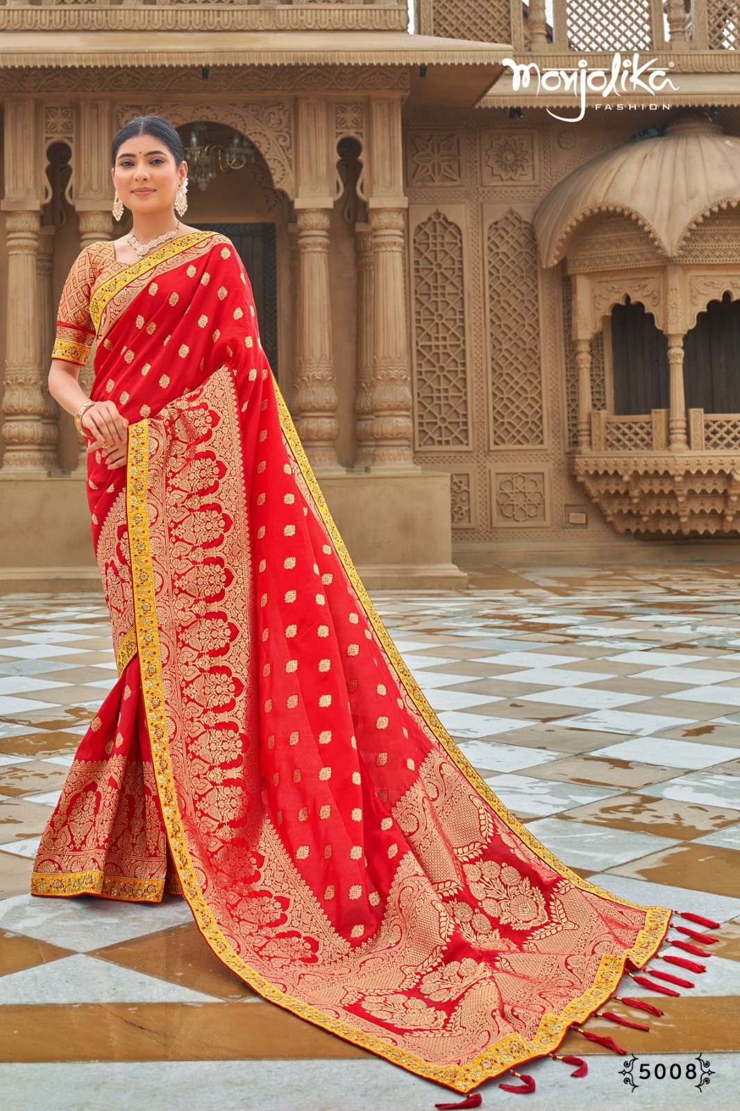 MONJOLIKA FASHION SILK FANCY WEDDING SAREE DESIGNER INDIAN F...