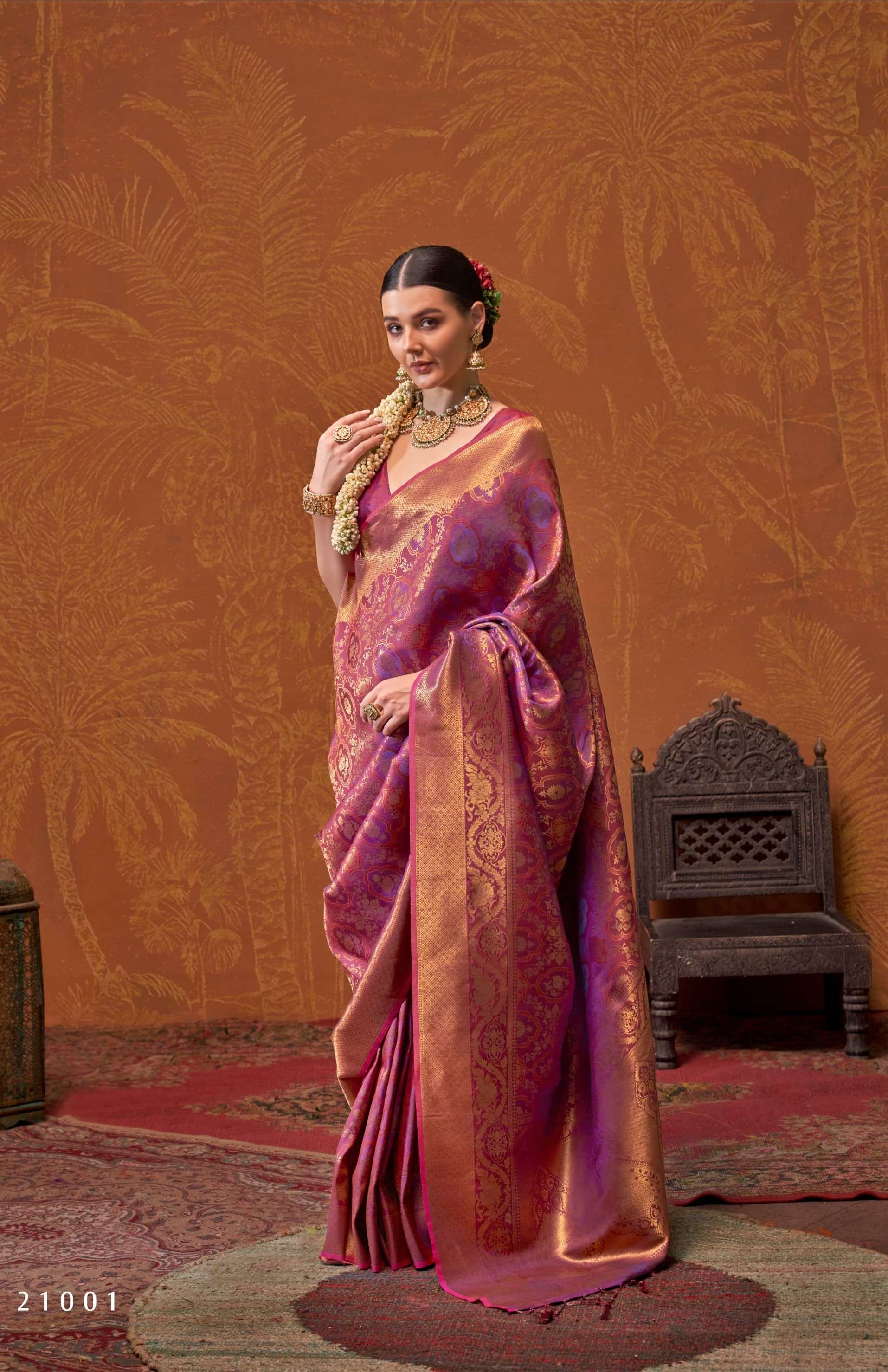 RAJBEER THE LABEL KALAA RUBY HANDLOOM SILK SAREE INDIAN SARE...