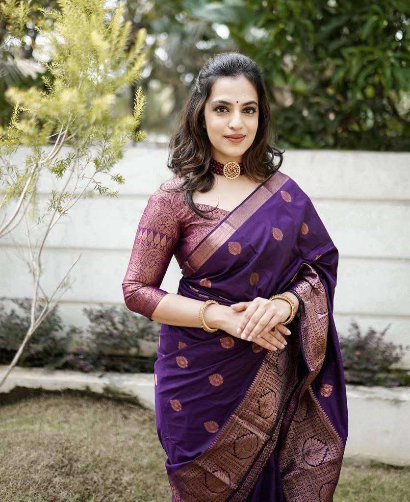 128 PURPLE SILK SAREE WEDDING WEAR LOW PRICE AT ONLINE 128