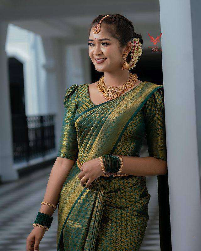 153 MARATHI PETHANI SILK GREEN SAREE WEDDING WEAR IN SURAT D...