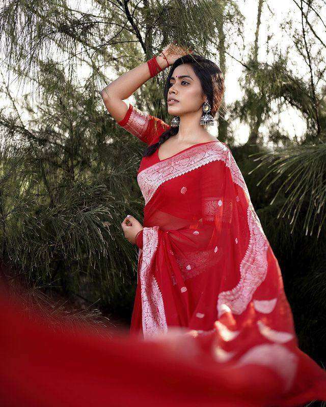 157 RED COLOR SILK SAREE INDIAN WOMEN BEST SAREE RESELLER LO...