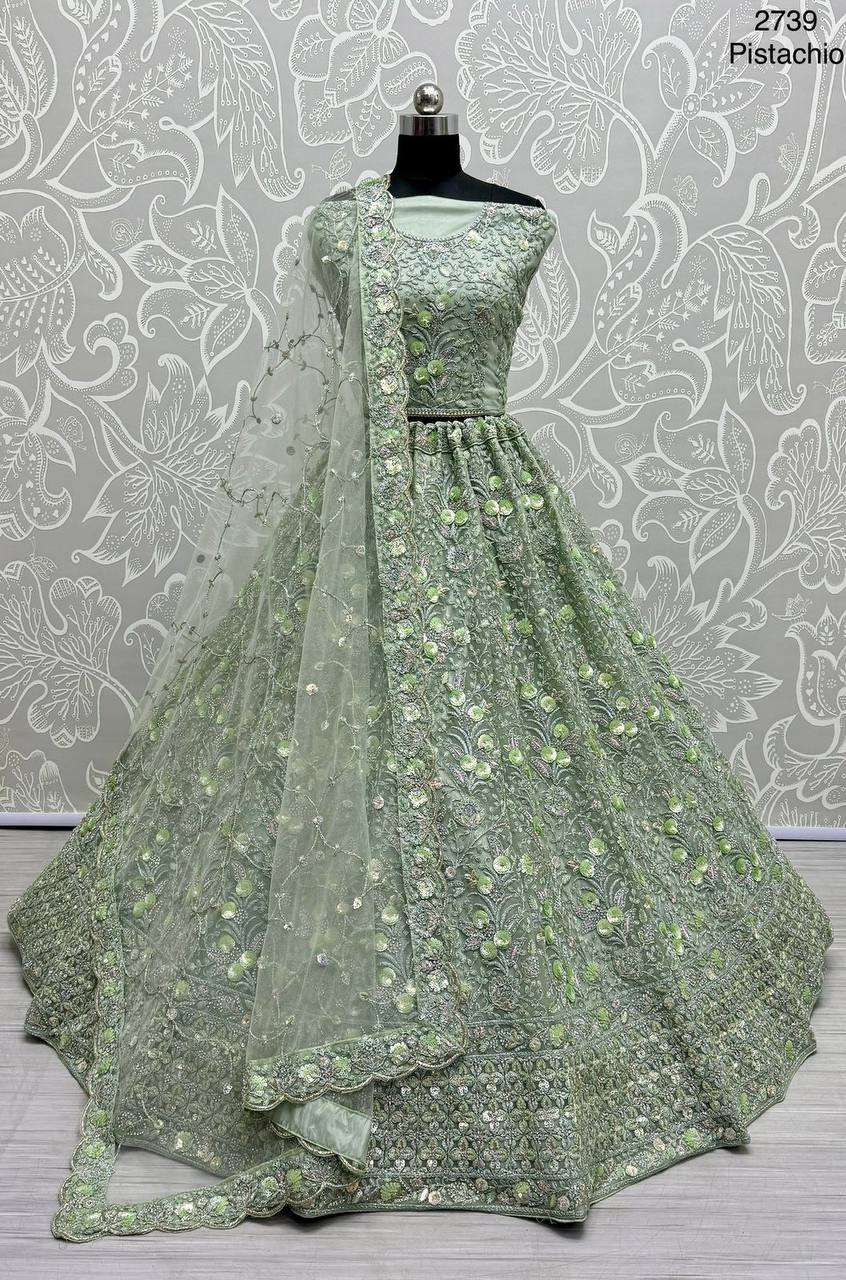2739 SEQUENCE DORI WORK PISTA COLOR HEAVY LEHENGA CHOLI PART...