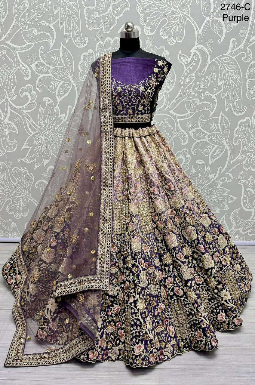 2746 FLOWER PATTERN EMBROIDERY COLORFUL LEHENGA CHOLI SHADI ...