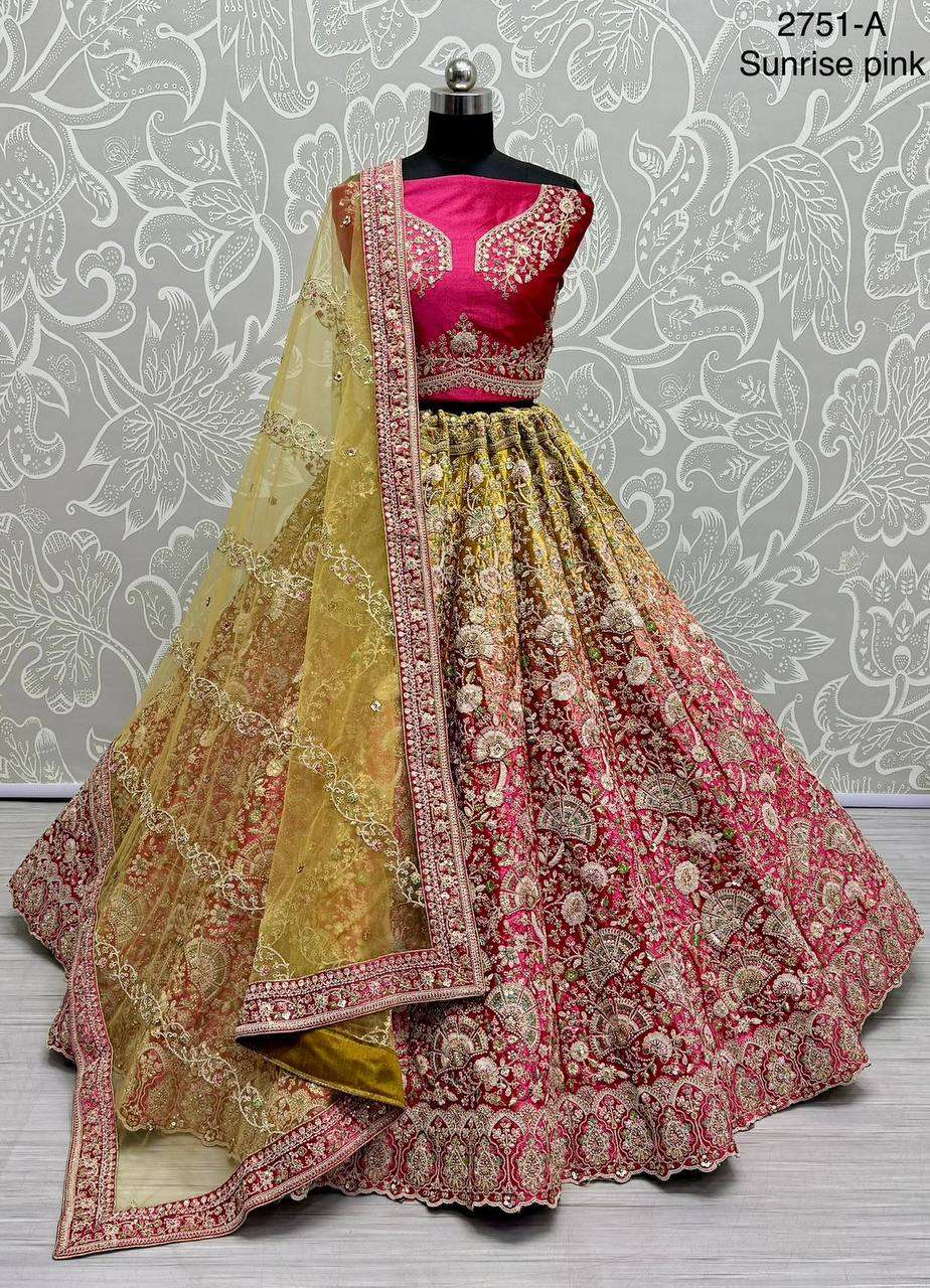 2751 COLORFL EMBROIDERY WORK HEAVY UMBRELLA STYLE BRIDAL LEH...