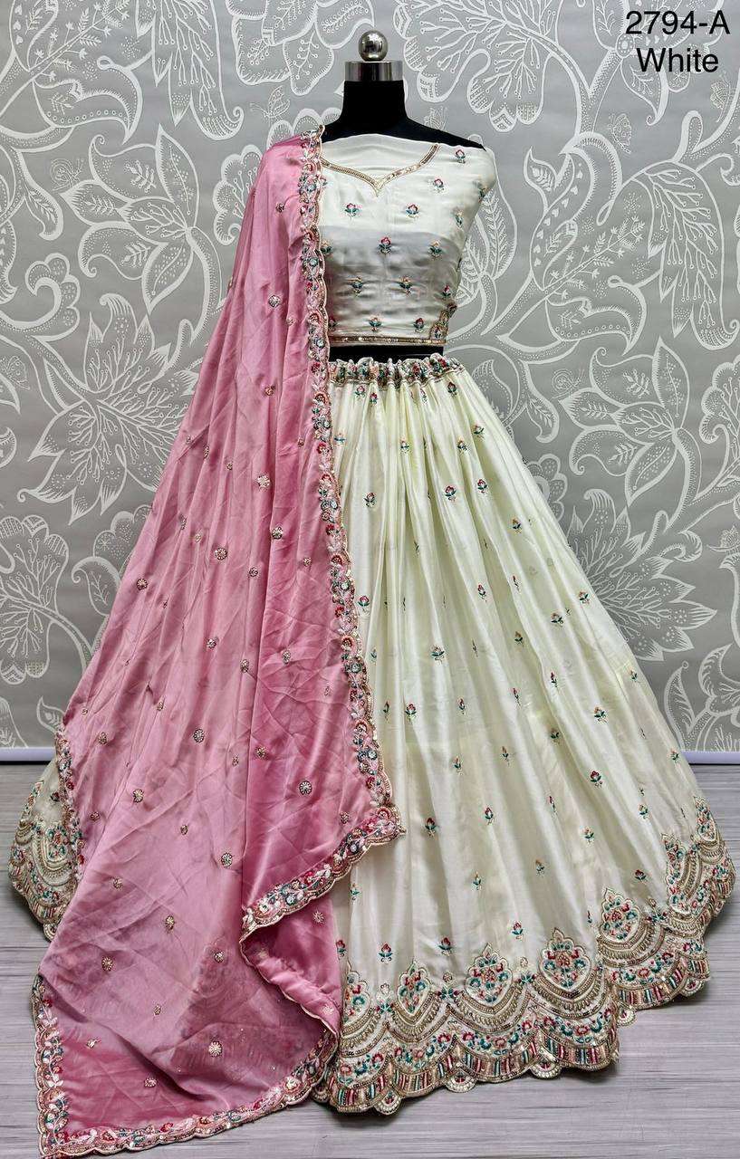 2794 EMBROIDERY WORK DESIGNER PARTY WEAR SILK LEHENGA CHOLI ...