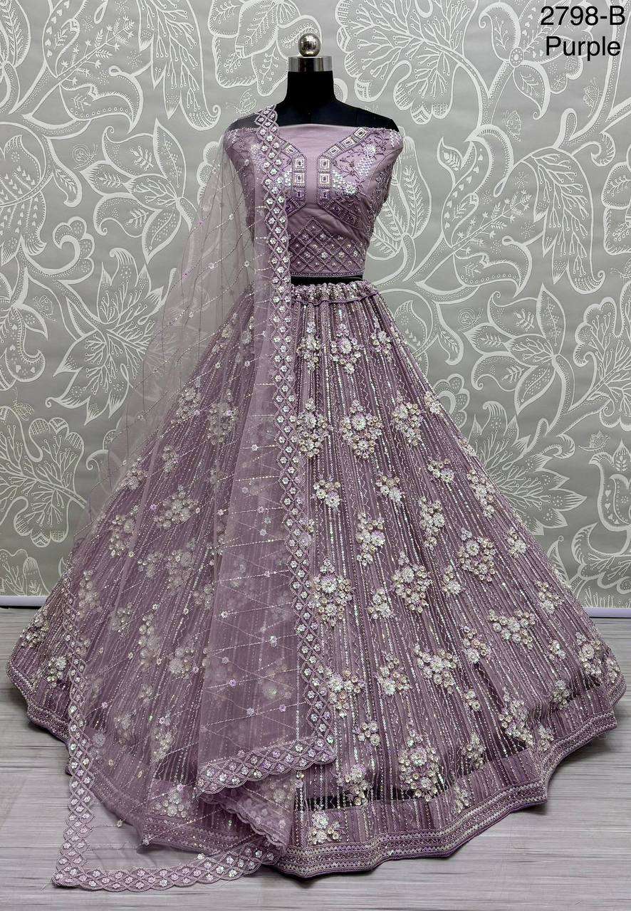 2798 HEVY WORK NET LEHENGA CHOLI BRIDAL WEDDING WEAR DEALER ...