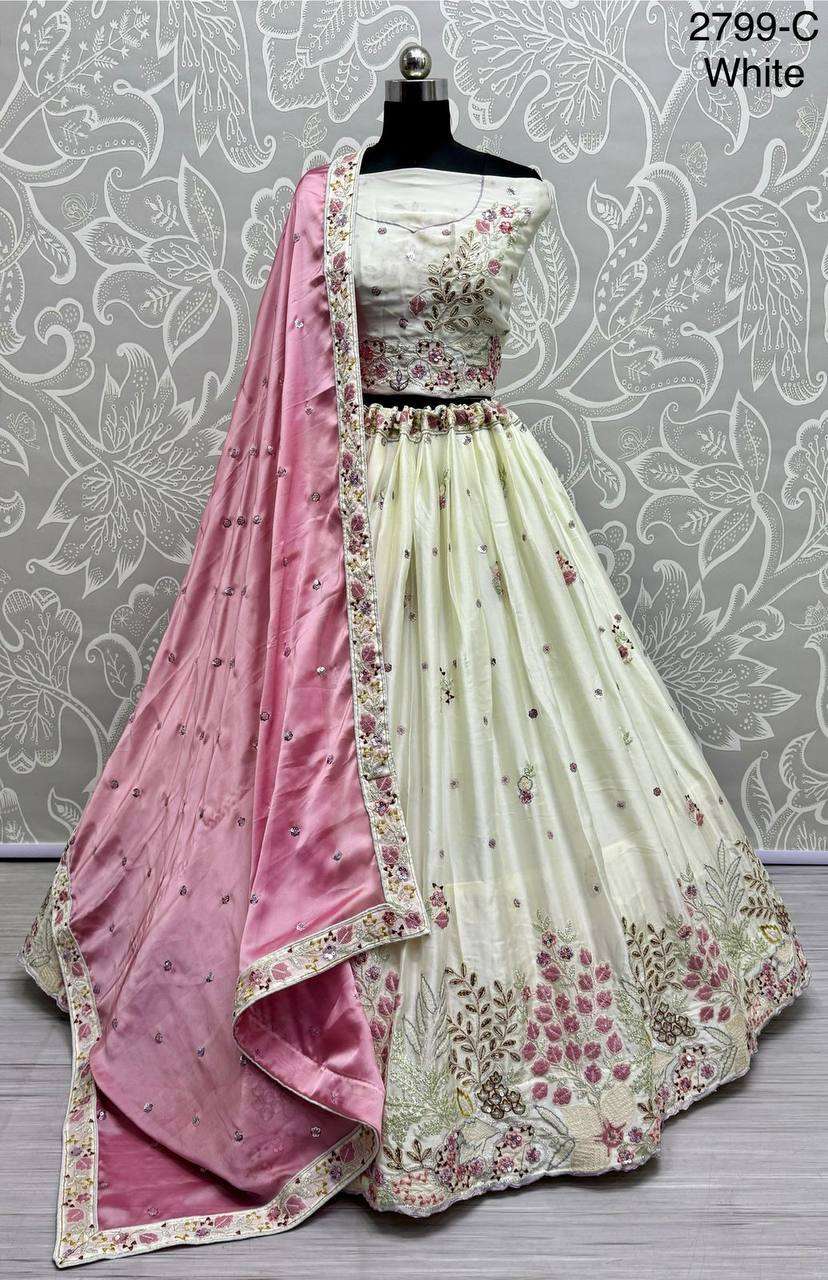 2799 EMBROIDERY WITH DARK COLOR PARTY WEAR LEHENGA CHOLI SUP...