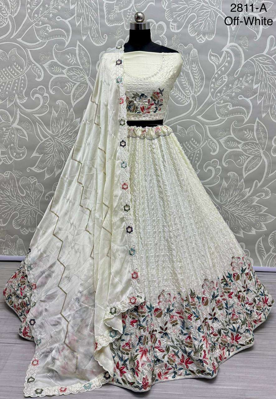 2811 BEAUTIFUL FLOWER WORK UMBRELLA STYLE BRIDAL LEHENGA CHO...