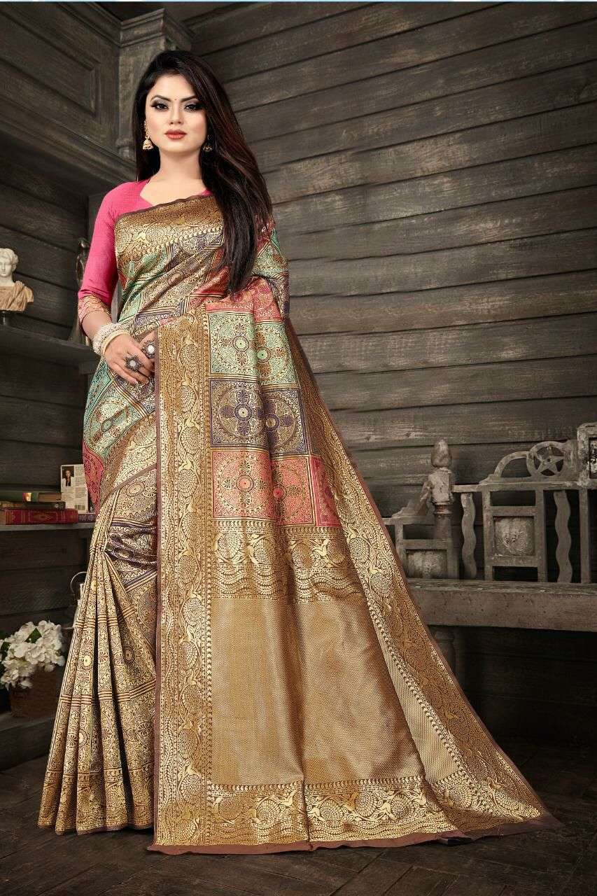 3 HEAVY BANARASI SILK SAREE WEDDING TRADITIONAL SAREE LOW PR...