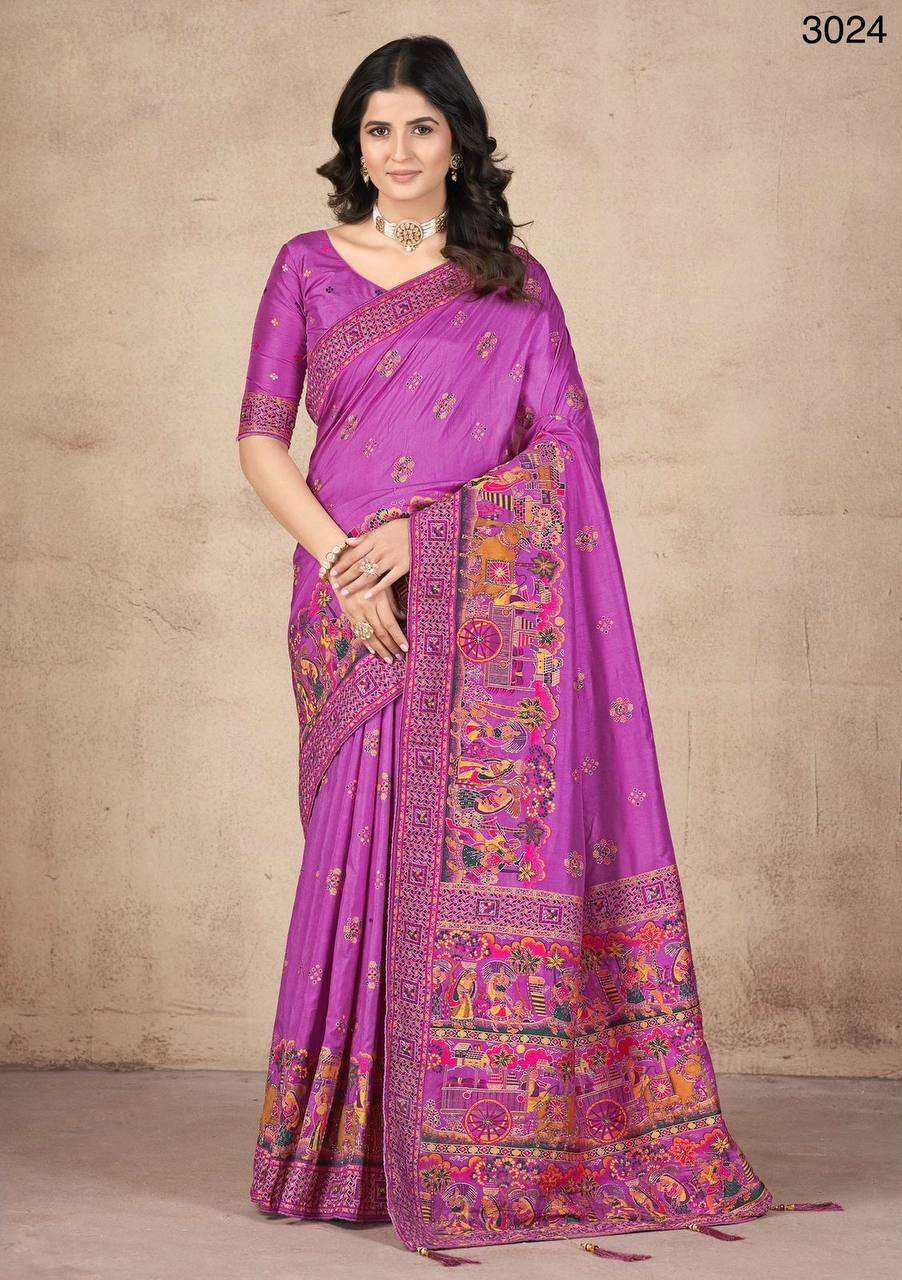 3024 LIAC COLOR PASHMINA CRAFTED DESIGNER SAREE PARTY WEAR D...