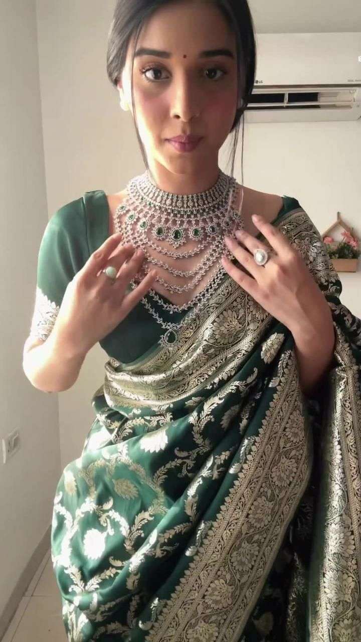 5031 INDIAN BANARASI GREEN COLOR SAREE PARTY WEAR ONLINE AT ...