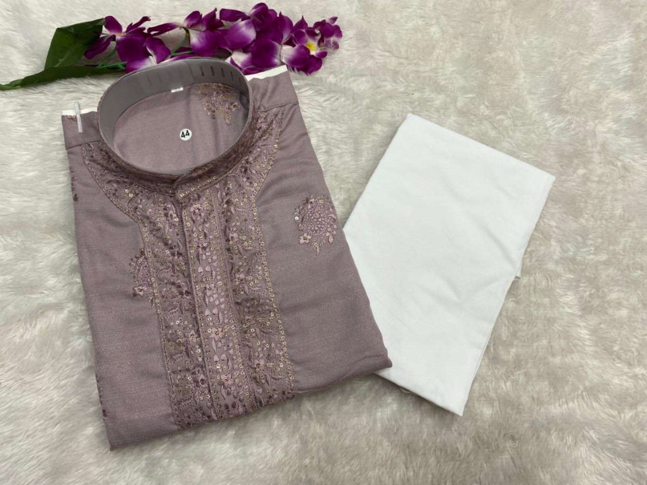 SWSTIK KURTA WITH POLO PENT SAME COLOR KURTA PYJAMA MENS CAT...