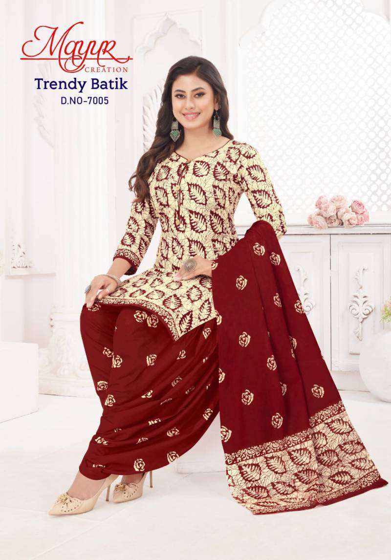 MAYUR CREATION TRENDY BATIK VOL 7 COTTON PRINTED SALWAR KAME...