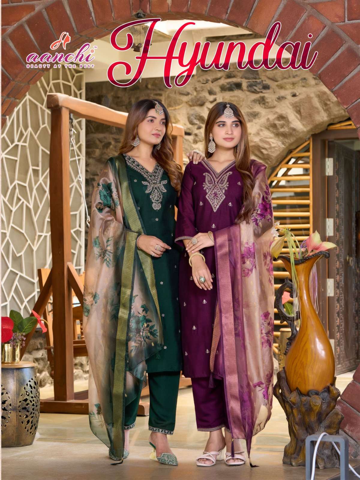AANCHI HYUNDAI SHADI SEASON DRESS SHIMMER FABRIC WORK ONLINE...