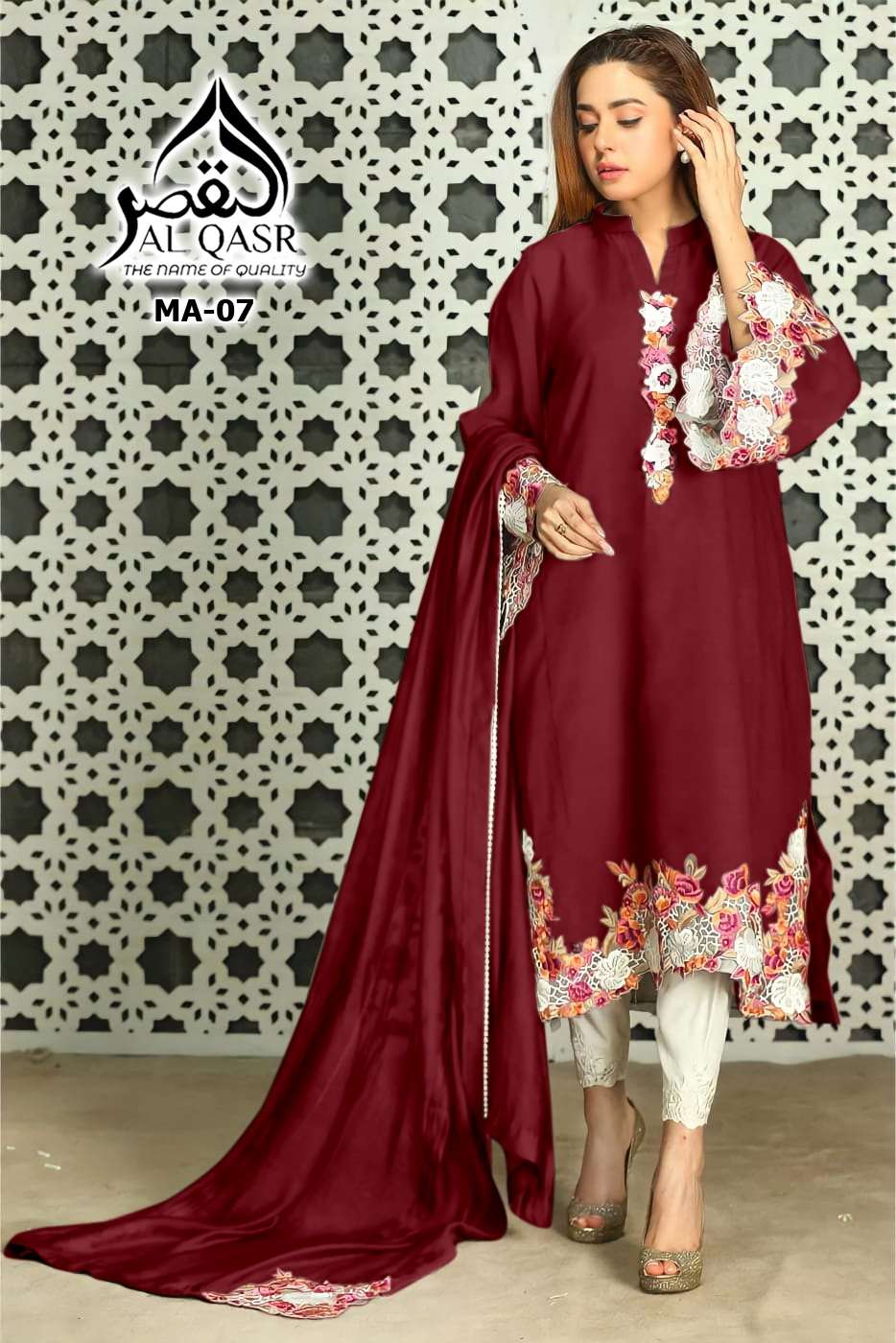AL QASR MA 07 PAKISTANI STYLISH COLLECTION TUNIC & PANTS SUP...