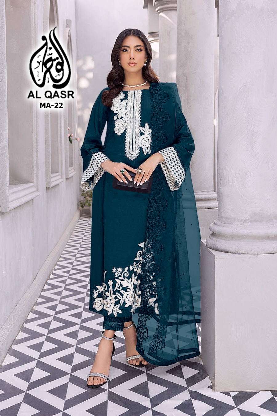 AL QASR MA 22 FORMAL WEAR GEORGETTE HEAVY WORK PAKISTANI SUI...