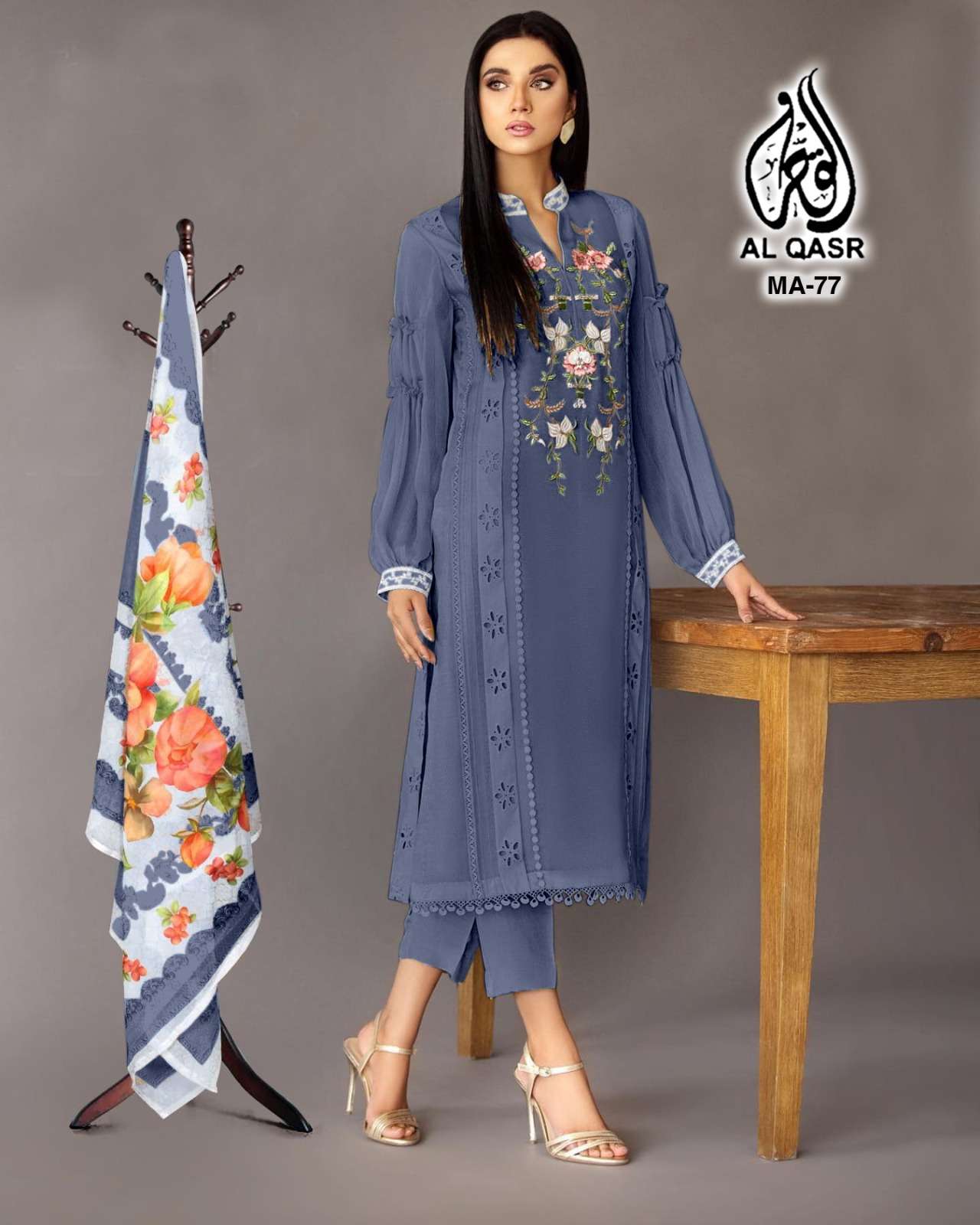 AL QASR MA 77 PAKISTANI FASHION TUNIC & PANTS DUPATTA RESELL...