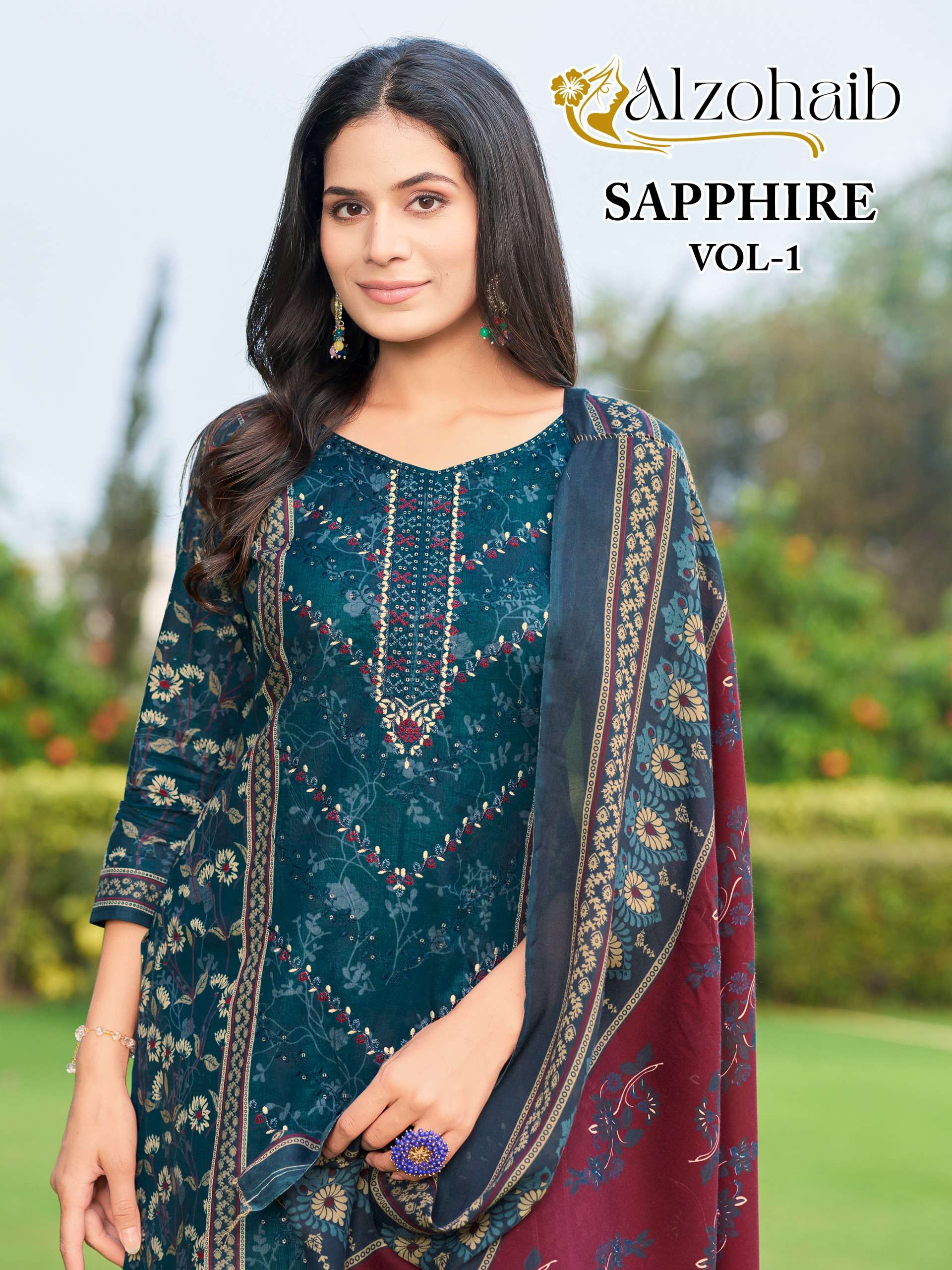 AL ZOHAIB SAPPHIRE AZ 1216 TO 1219 COTTON SALWAR SUIT FOR MA...