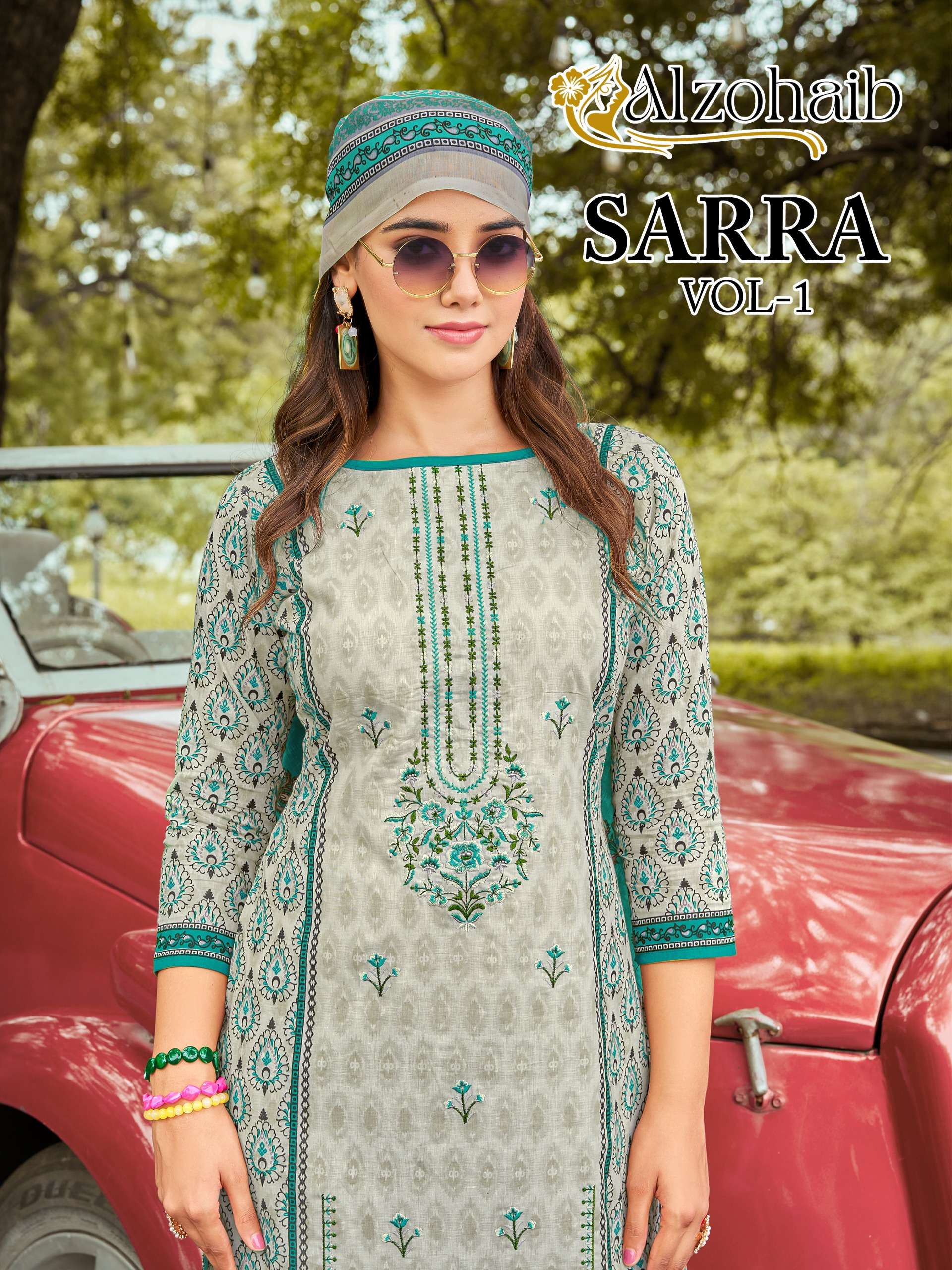Al ZOHAIB SARRA VOL 1 COTTON FABRIC DESIGNER SALWAR SUIT COL...
