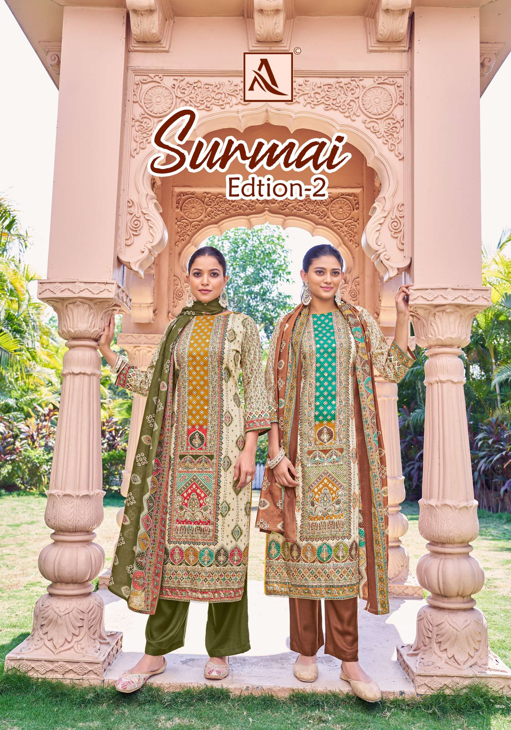 ALOK SUIT SURMAL 2 ZAM DISCHARGE FOIL PRINT FANCY SALWAR SUI...