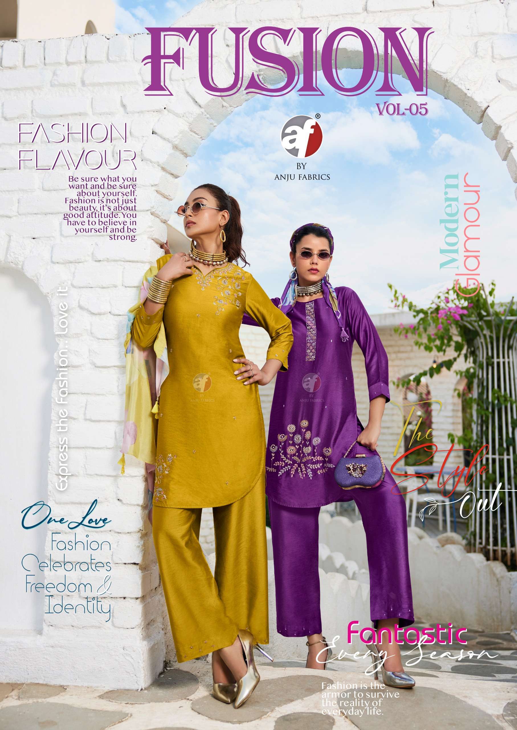 ANJU FABRICS FUSION VOL 5 VISCOSE KURTI PALAZZO COLLECTION R...