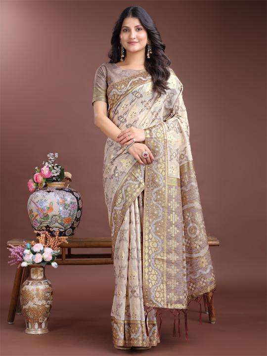 ASTITA LINEN QUEEN VOL 7 LINEN FABRIC WEAVING DESIGN SAREE S...