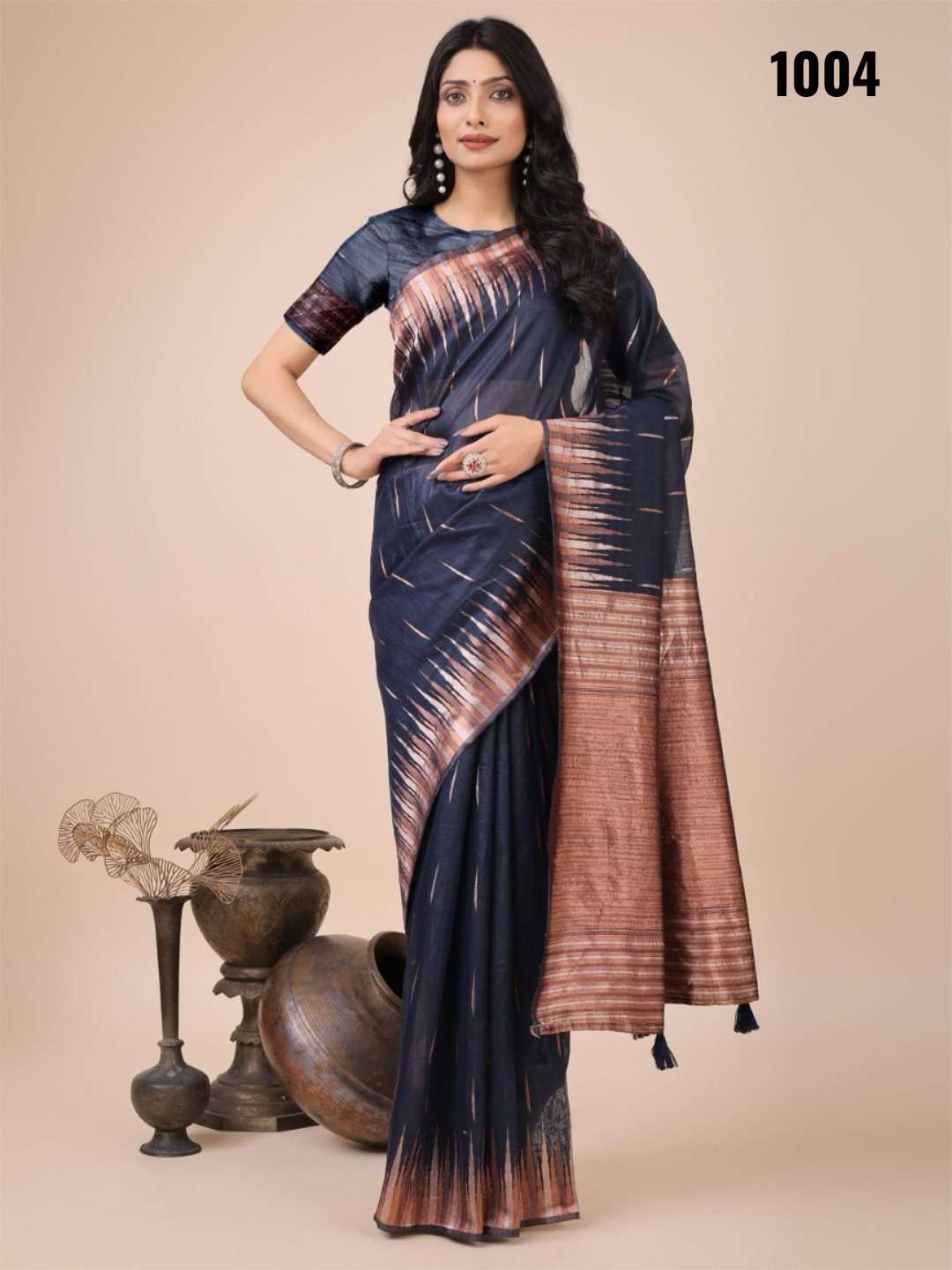 ASTITA TARA SITARA LINEN COTTON FANCY LOOK SAREE SUPPLIER IN...