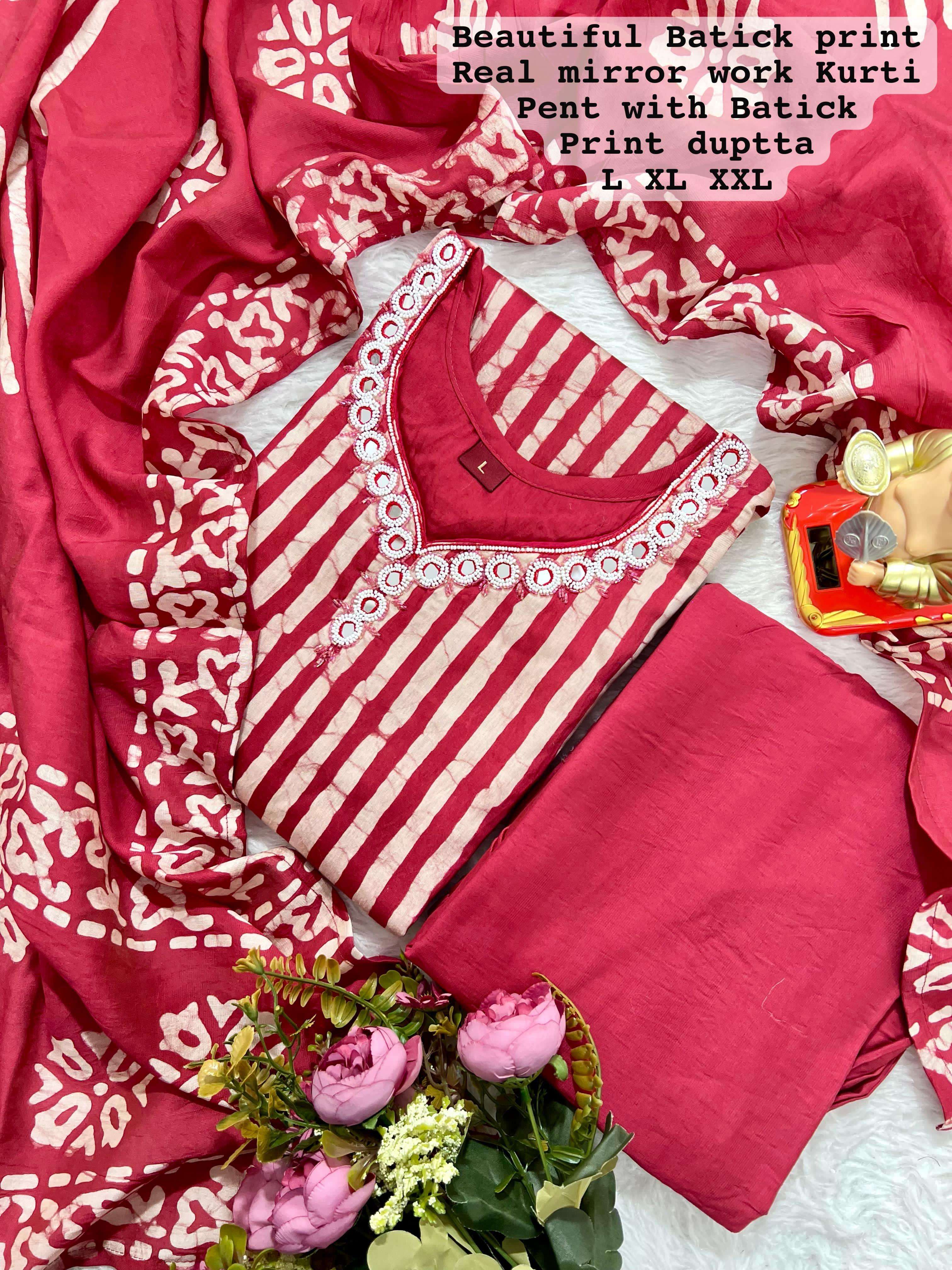BEAUTIFUL BATIK PRINT KURTI PENT DUPATTA COLLECTION SUPPLIER...