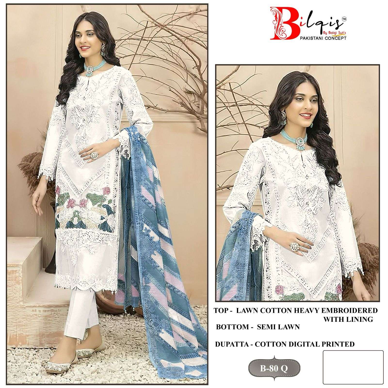 BILQISTM B 80 LAWN COTTON HEAVY PAKISTANI DRESS WEDDING WEAR...