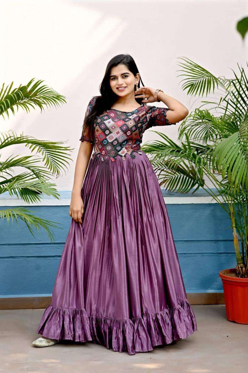 CHINON SILK FUNCTION SPECIAL GOWN STYLE DESIGNER KURTI COLLE...