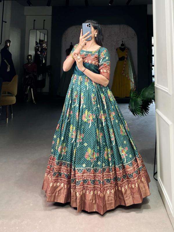 DOLA SILK PRINTED FULL STICHED READYMADE LONG ANARKALI STYLE...