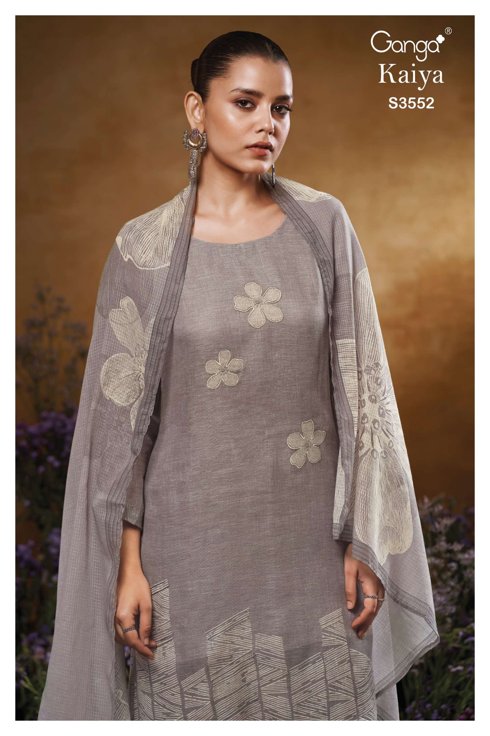 GANGA KAIYA 3552 HIGH QUALITY MATERIAL LAWN COTTON FLOWER PR...
