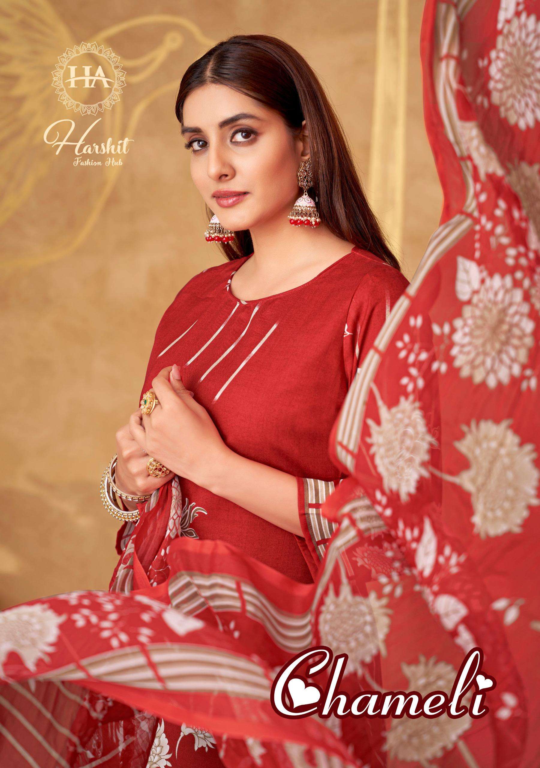 HARSHIT FASHION CHAMELI RAYON PRINTED SALWAR SUIT FOR MATERI...