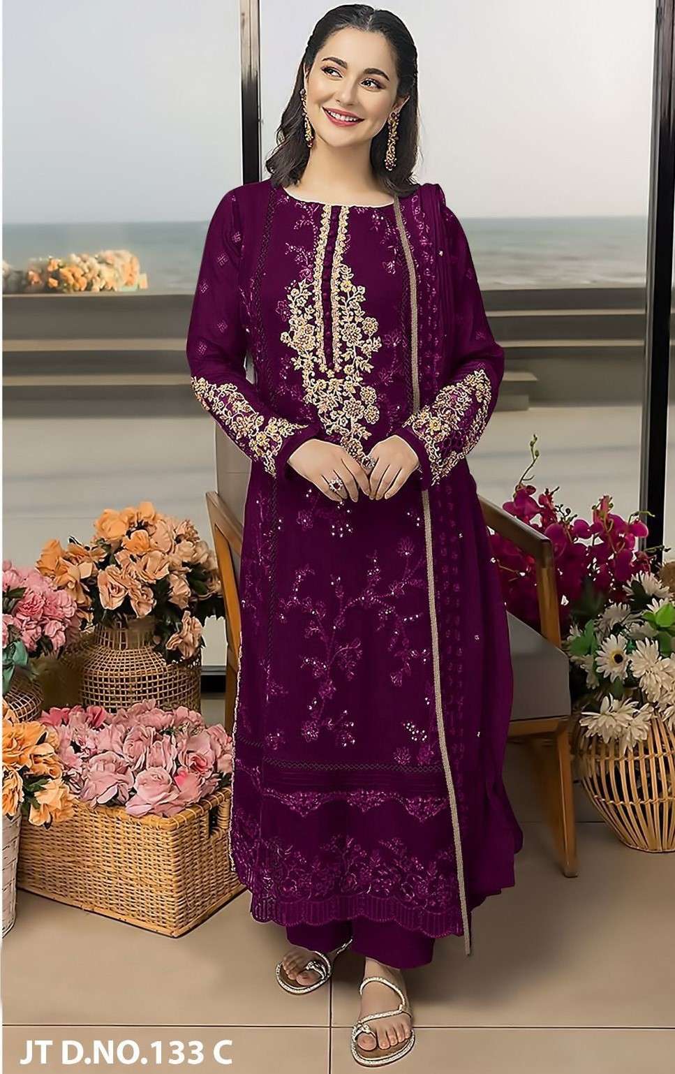 JOHRA TEX JT 133 PAKISTANI SINGLE PCS GEORGETTE FABRIC DRESS...