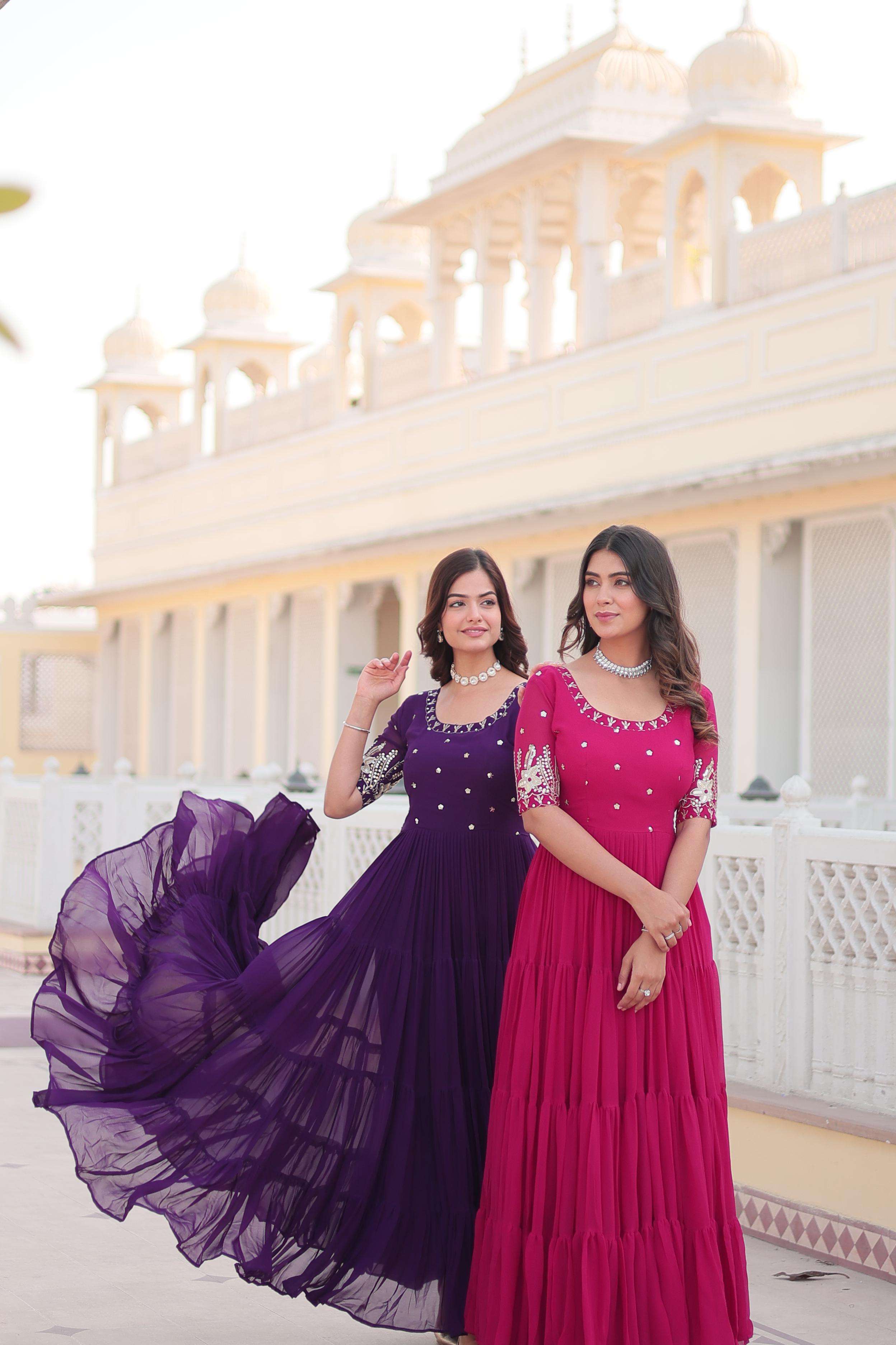 KA 1097 BLOOMING EMBROIDERY WORK LONG GOWN COLLECTION BEST R...