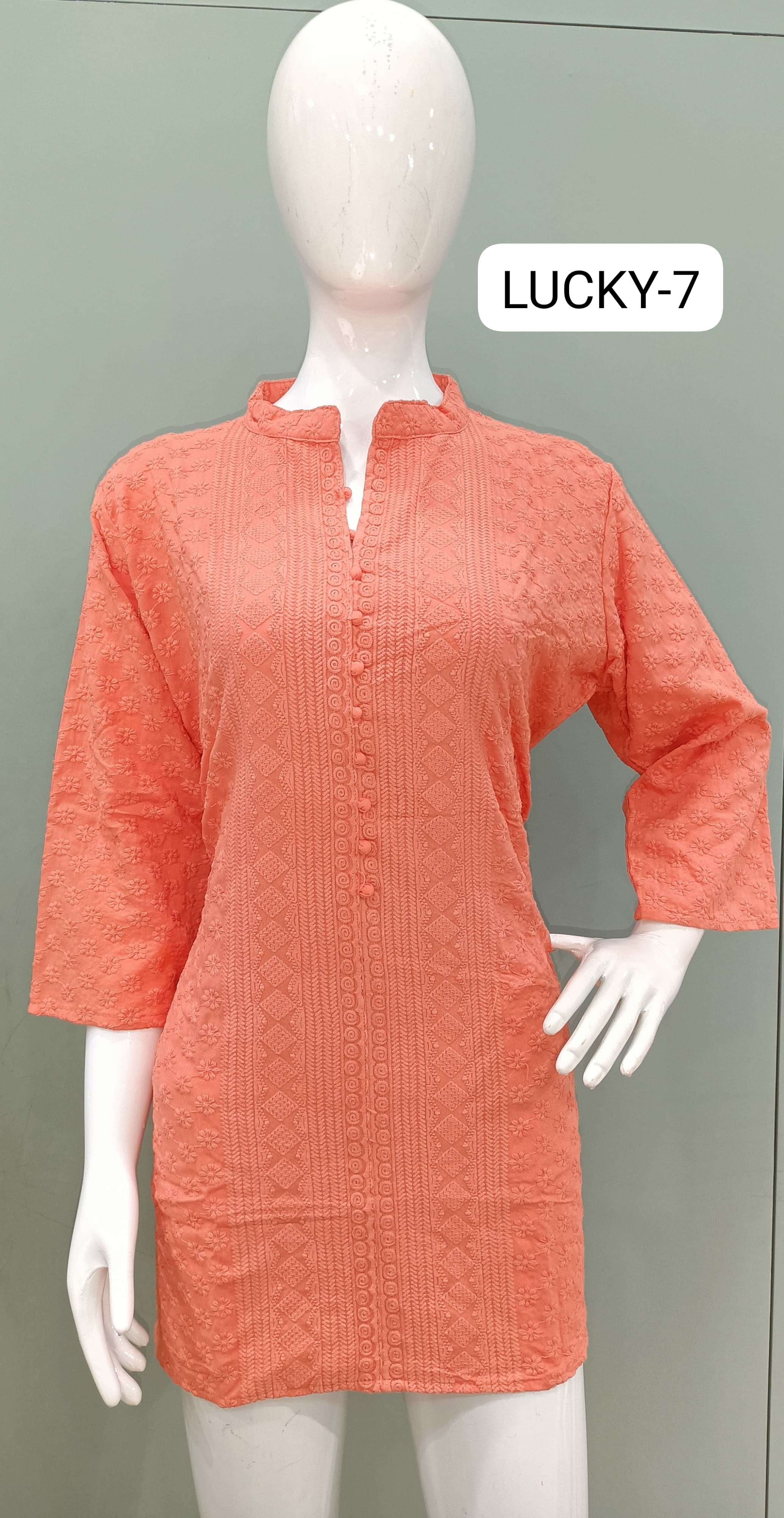LUCKY CHIKANKARI SHORT TOP FOR WOMEN REGULAR WEAR AT ONLINE ...