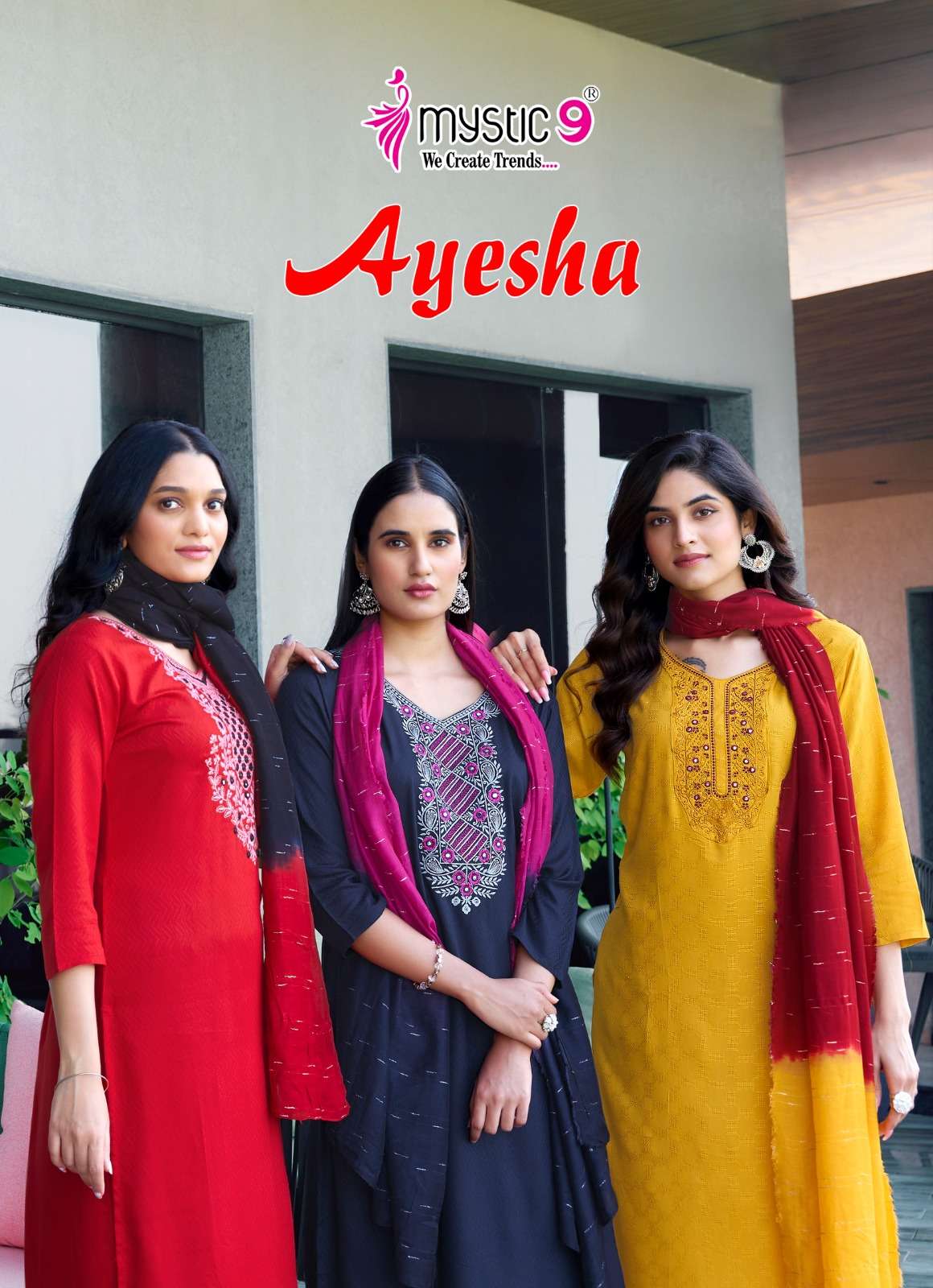 MYSTIC 9 AYESHA VOL 1 HIGH QUALITY RAYON DOBBY FABRIC SALWAR...