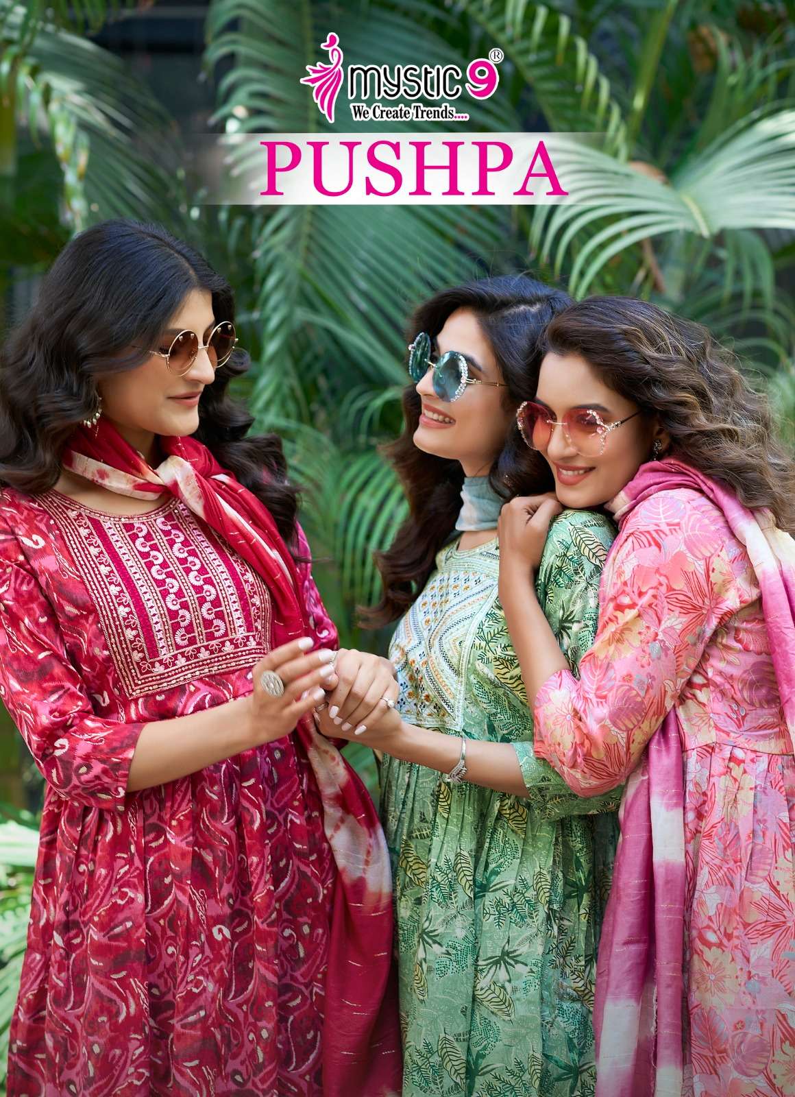 MYSTIC9 PUSHPA VOL 5 UMBRELLA CUT DESIGNER KURTI 3 PCS DAILY...