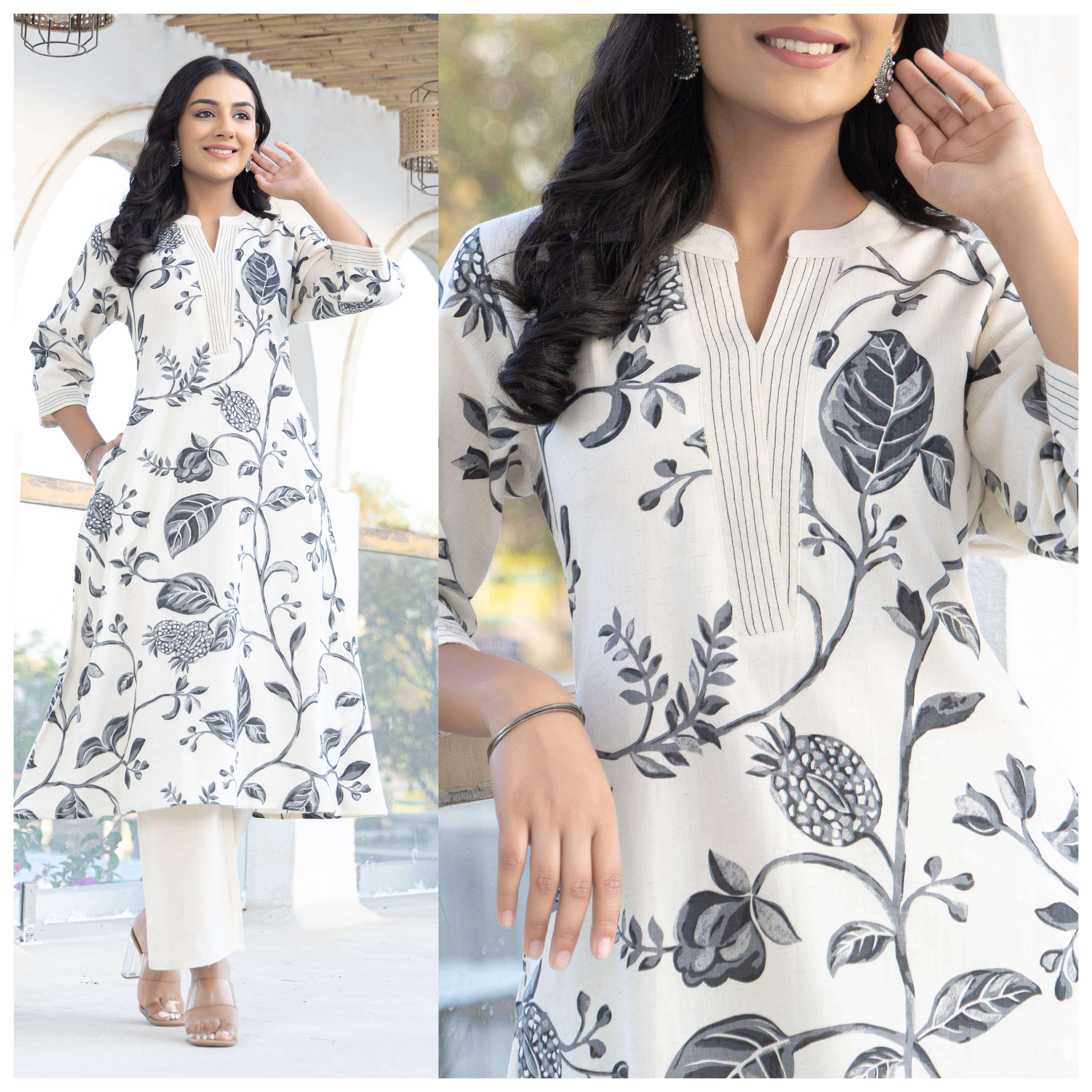 NEW DESIGN LADIES COTTON FLEX LINE KURTA PALAZZO SET COLLECT...