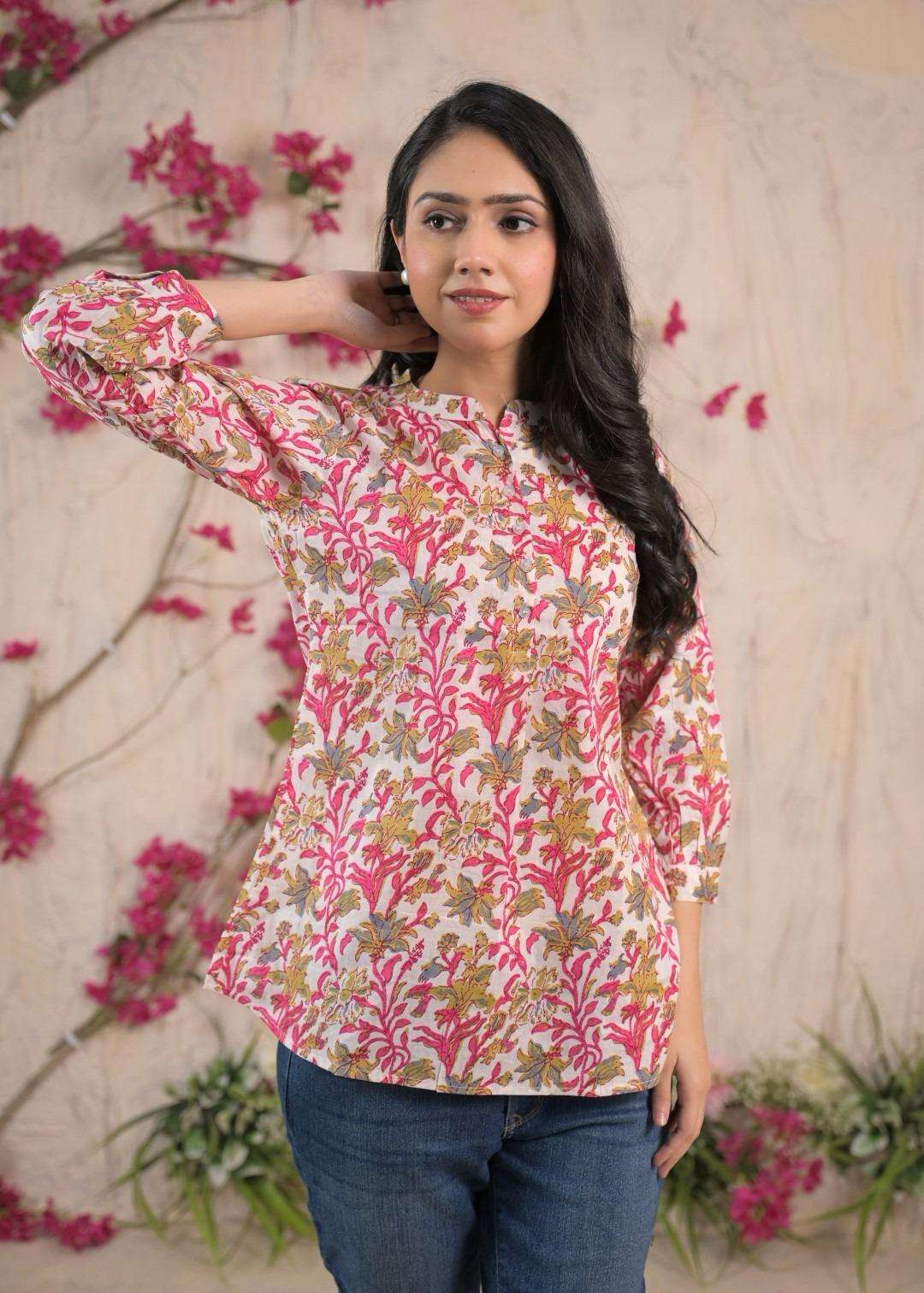 PATTERN COTTON CAMBRIC SHIRT FOR GIRLS REGULAR WEAR AT ONLIN...